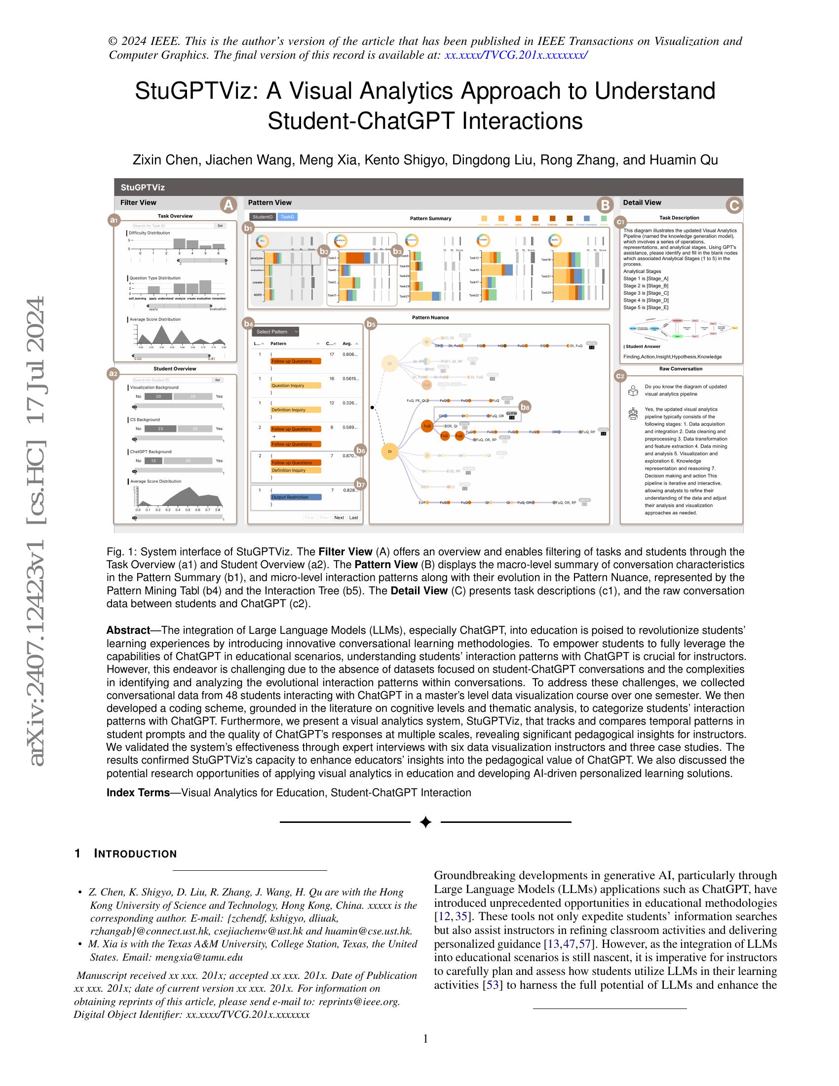 StuGPTViz: A Visual Analytics Approach to Understand Student-ChatGPT ...