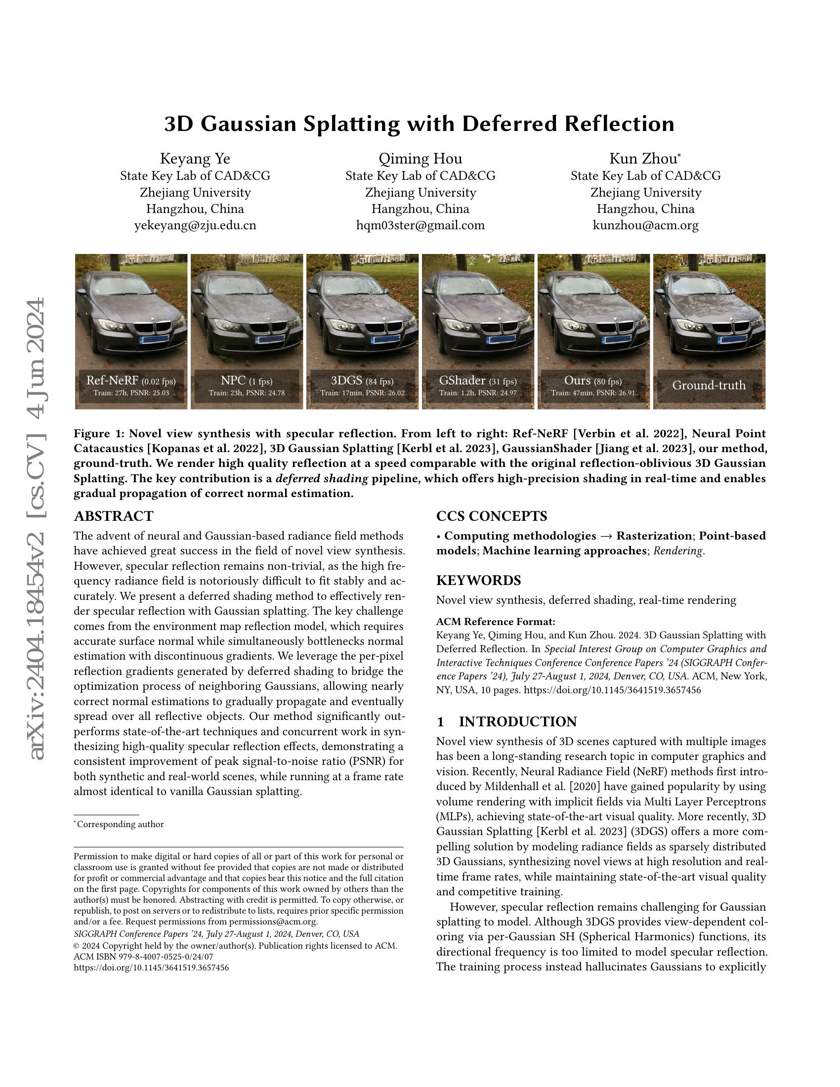 3D Gaussian Splatting with Deferred Reflection - 智源社区论文