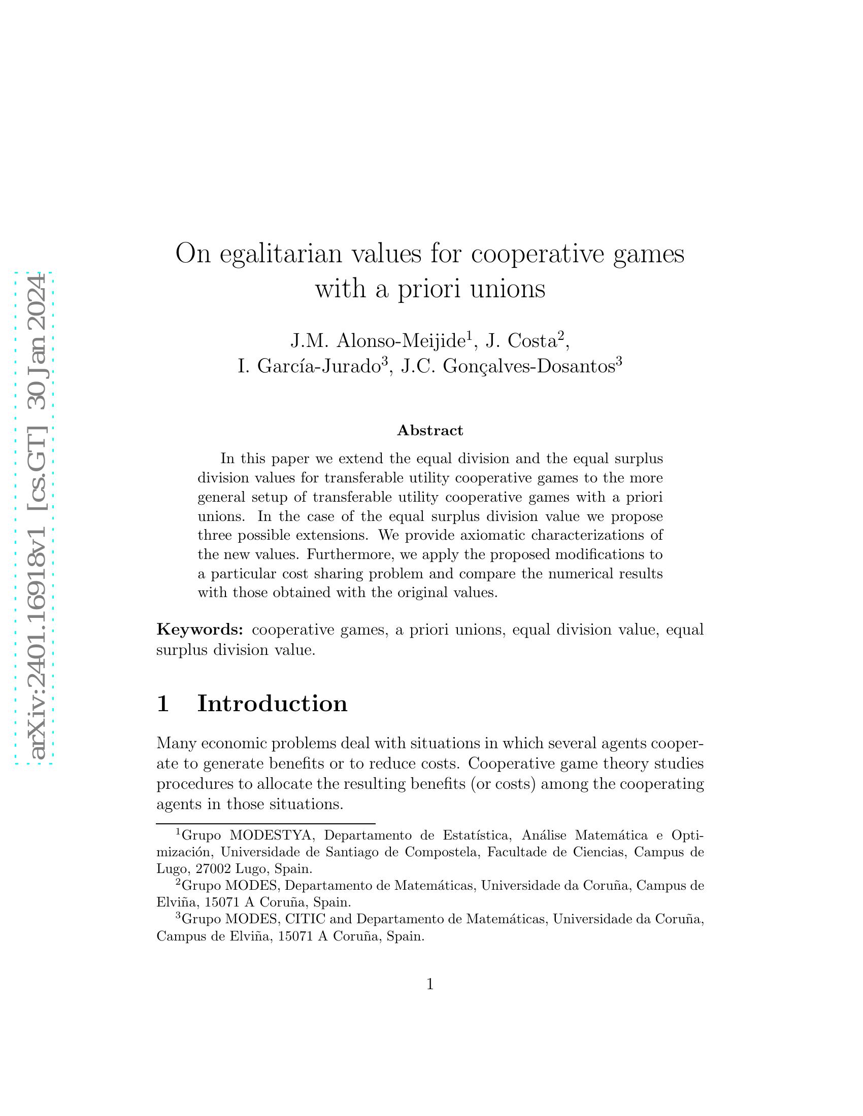 On egalitarian values for cooperative games with a priori unions - 智源社区论文