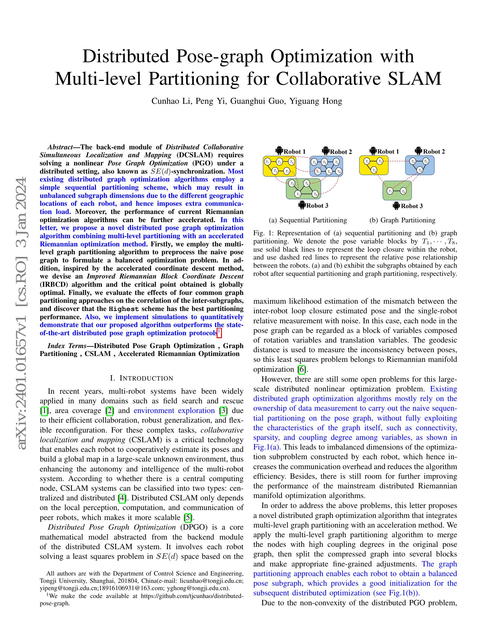 Distributed Pose-graph Optimization with Multi-level Partitioning for ...