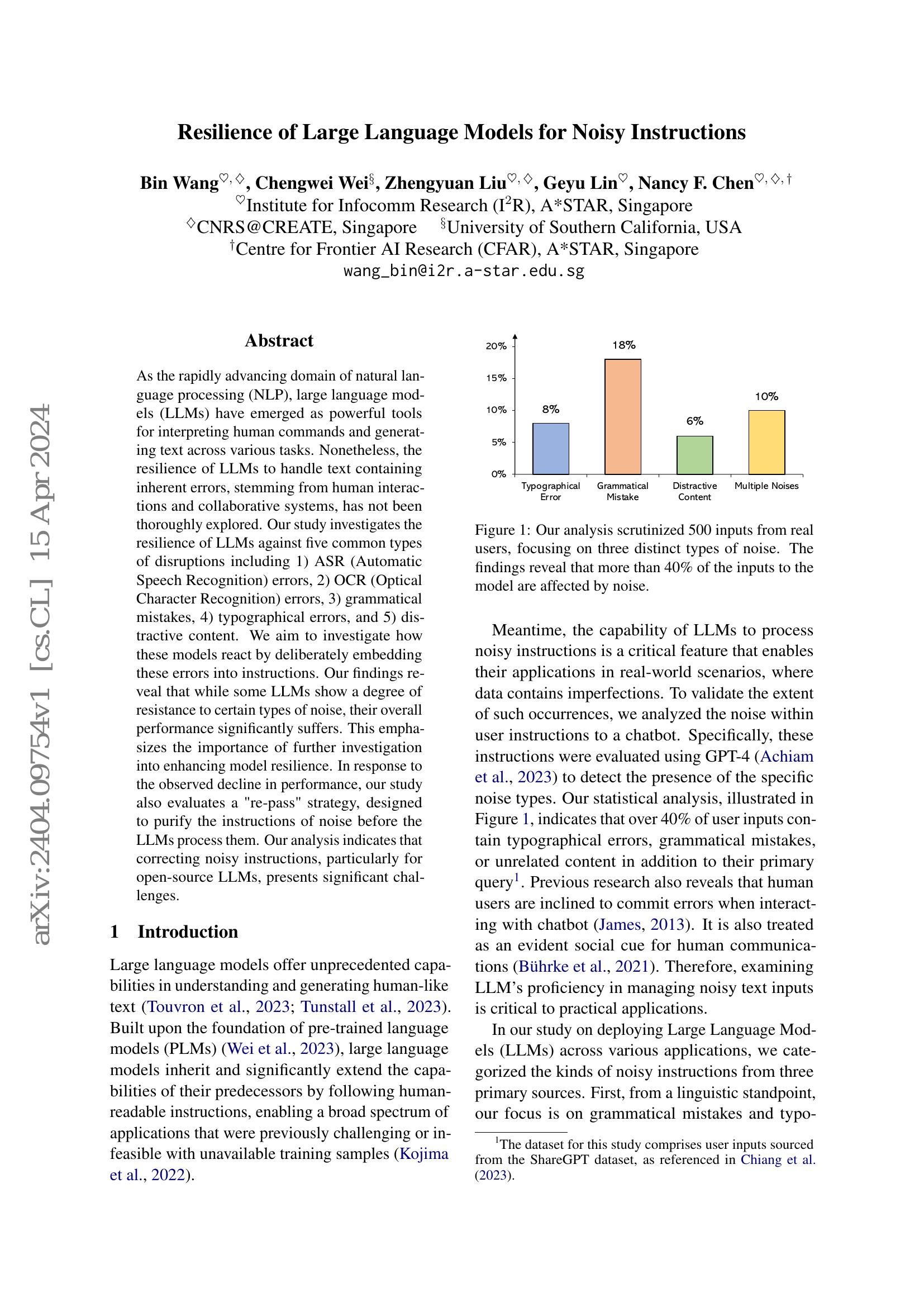 Resilience of Large Language Models for Noisy Instructions - 智源社区论文