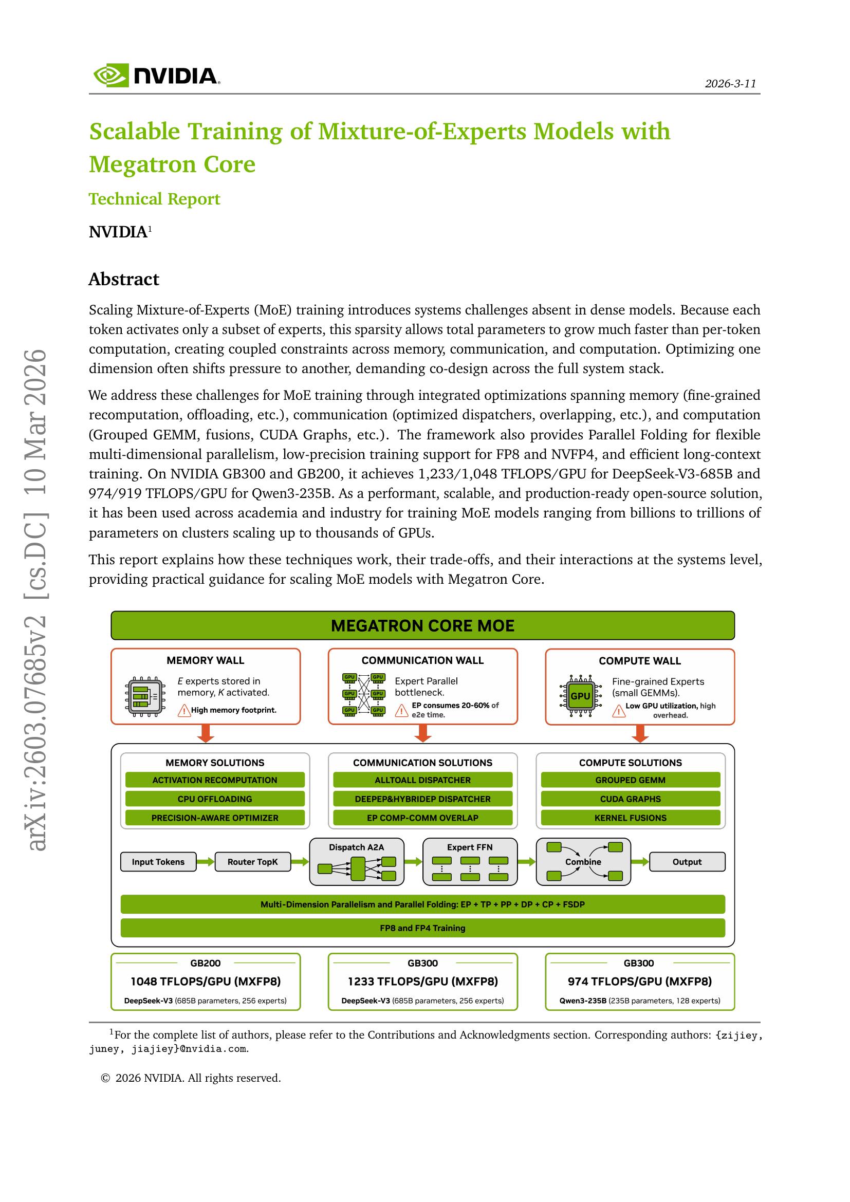 Scalable Training of Mixture-of-Experts Models with Megatron Core - 智源社区论文