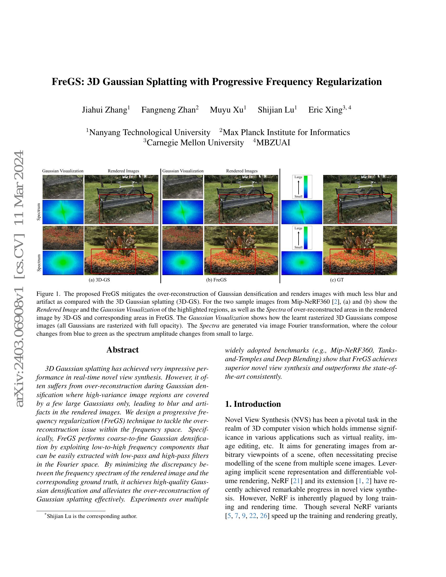 FreGS: 3D Gaussian Splatting with Progressive Frequency Regularization ...