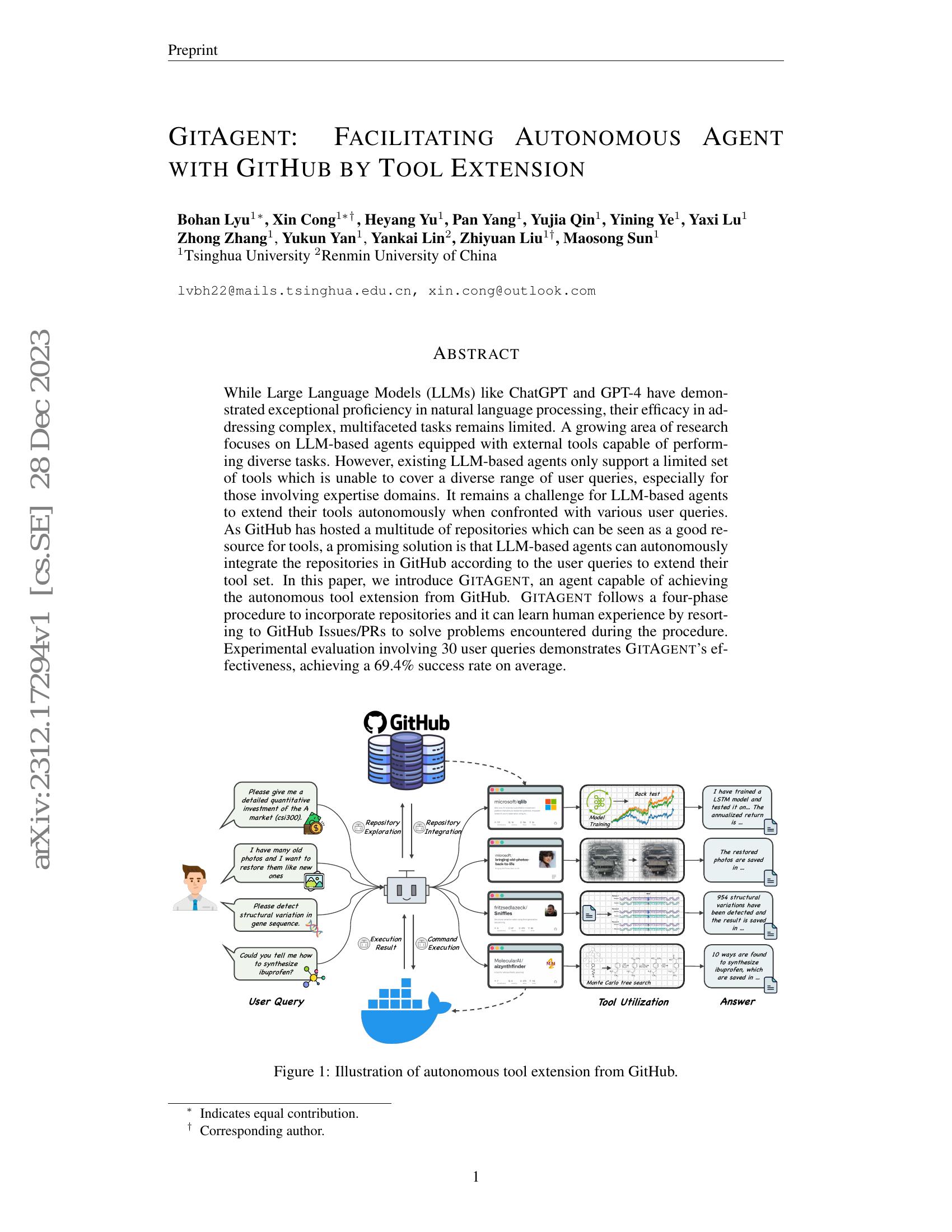 GitAgent: Facilitating Autonomous Agent with GitHub by Tool Extension ...
