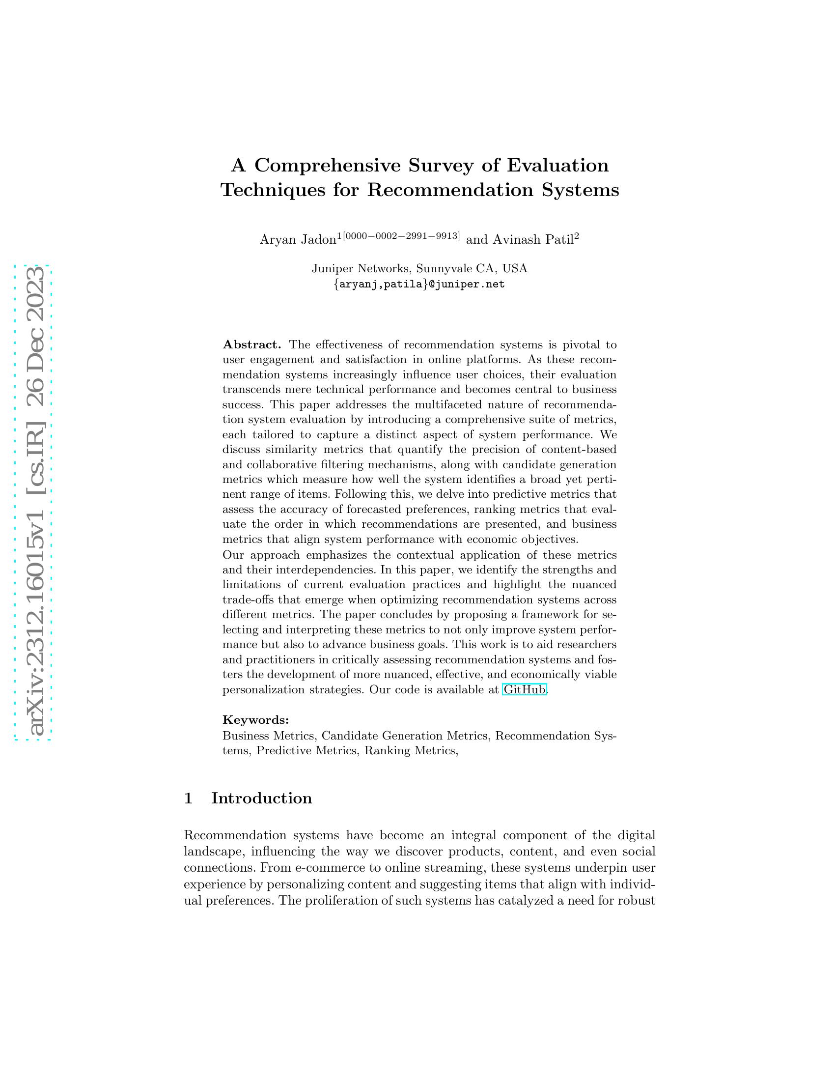 A Comprehensive Survey of Evaluation Techniques for Recommendation ...