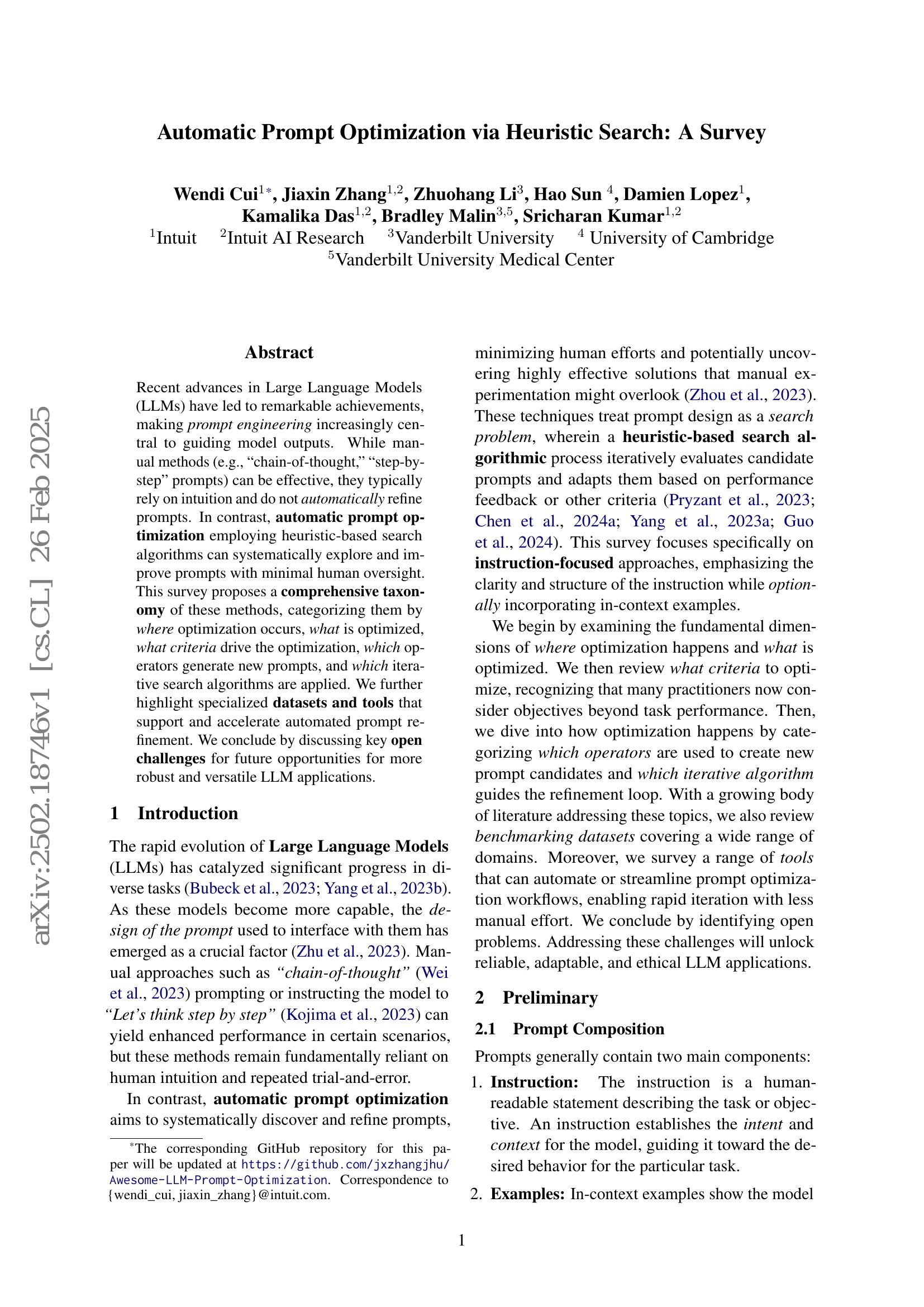 Automatic Prompt Optimization via Heuristic Search: A Survey - 智源社区论文