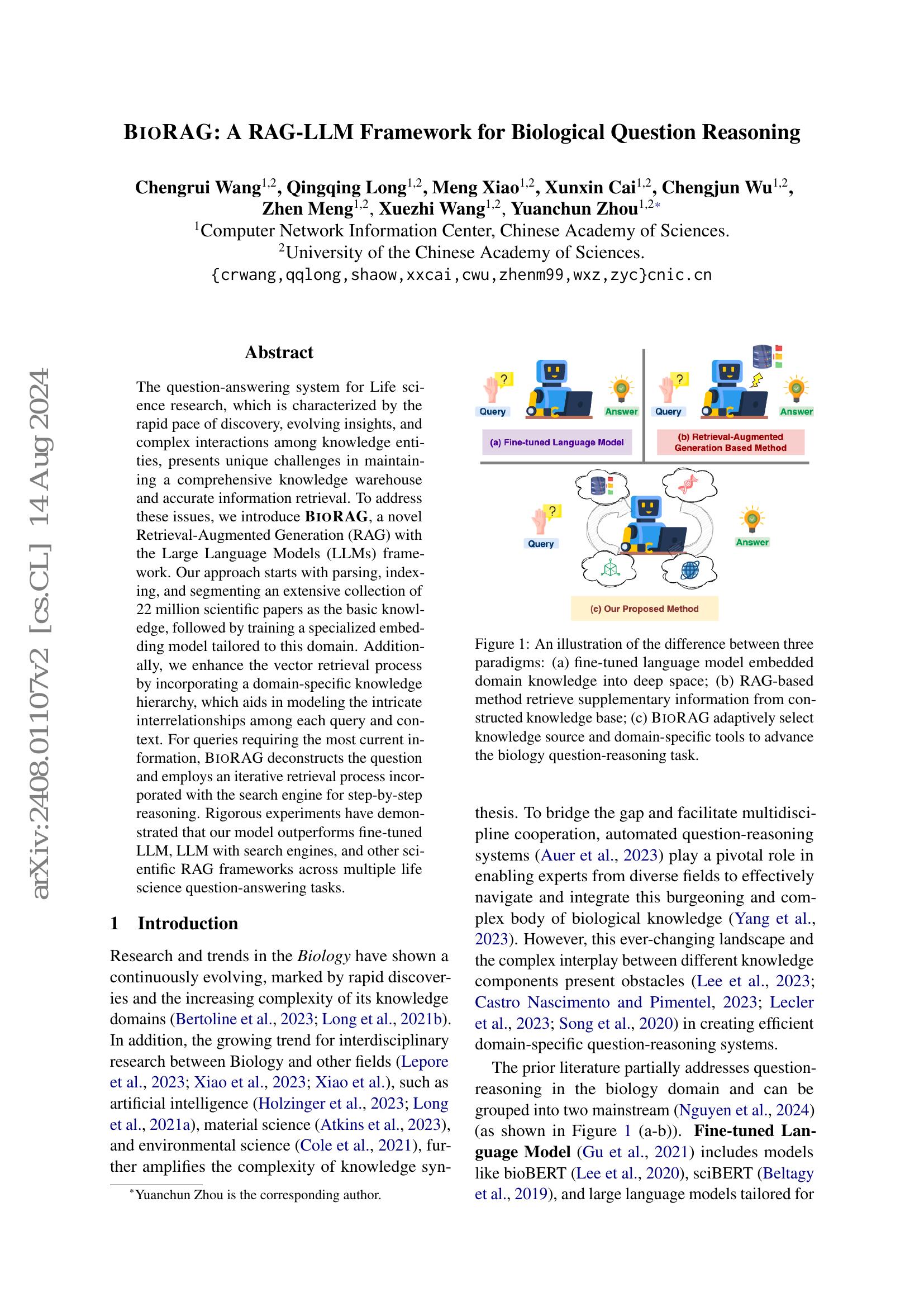 BioRAG: A RAG-LLM Framework for Biological Question Reasoning - 智源社区论文