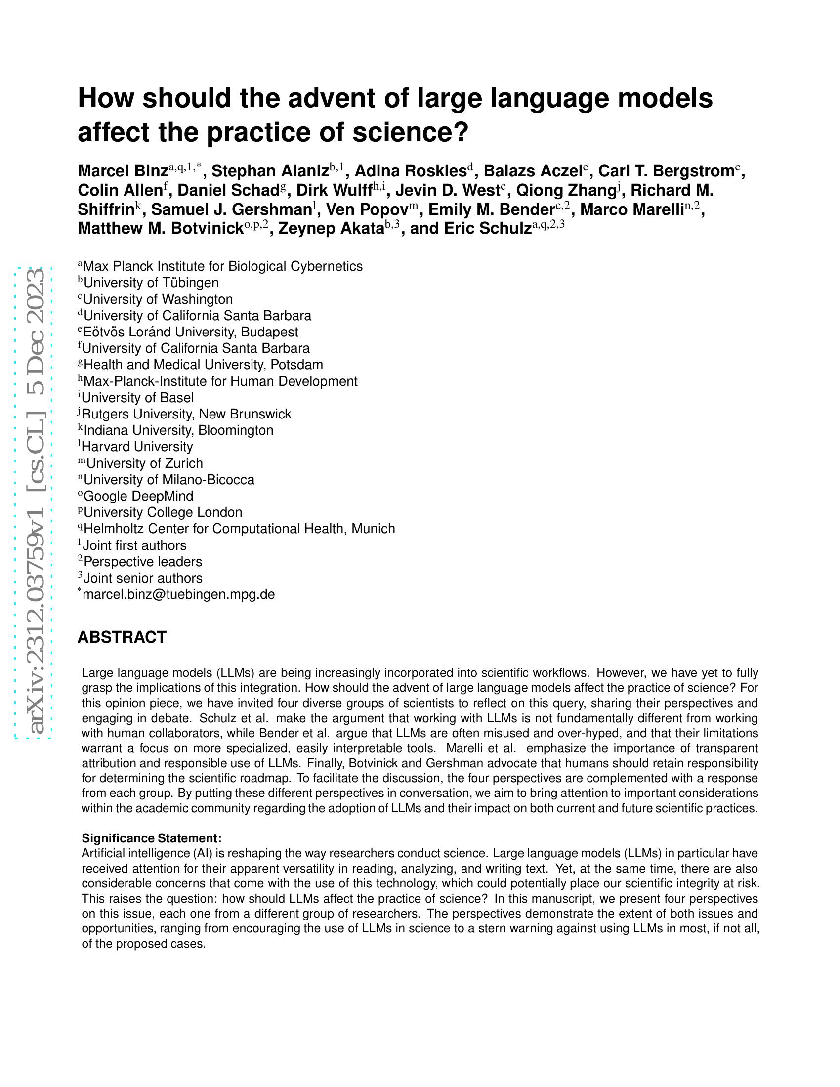 How should the advent of large language models affect the practice of ...
