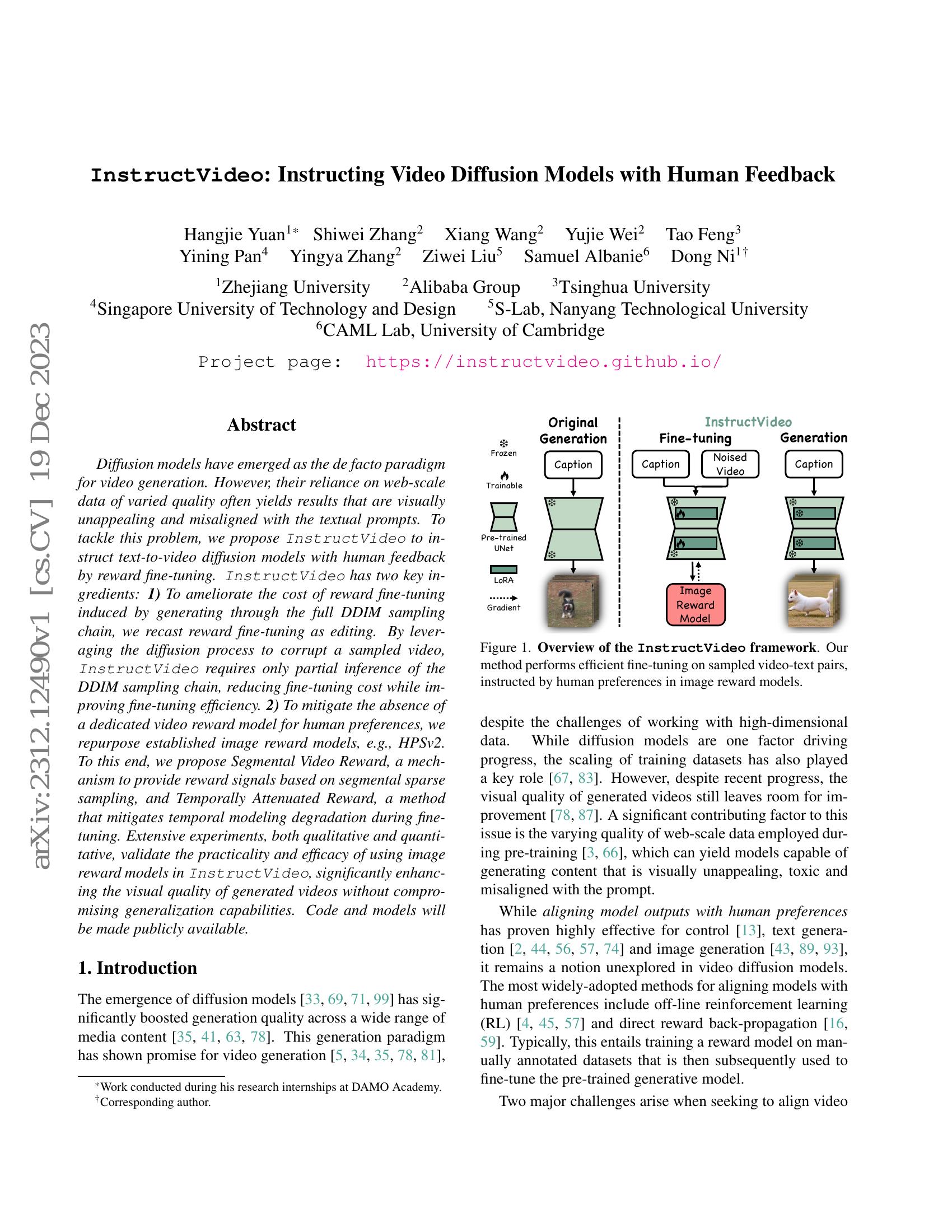InstructVideo: Instructing Video Diffusion Models with Human Feedback ...