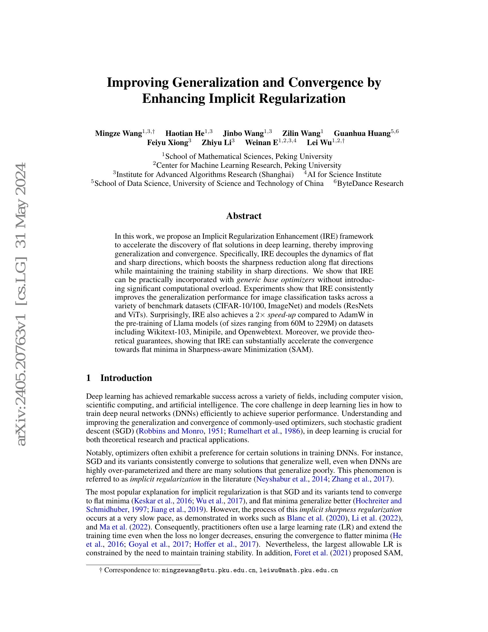 Improving Generalization and Convergence by Enhancing Implicit ...