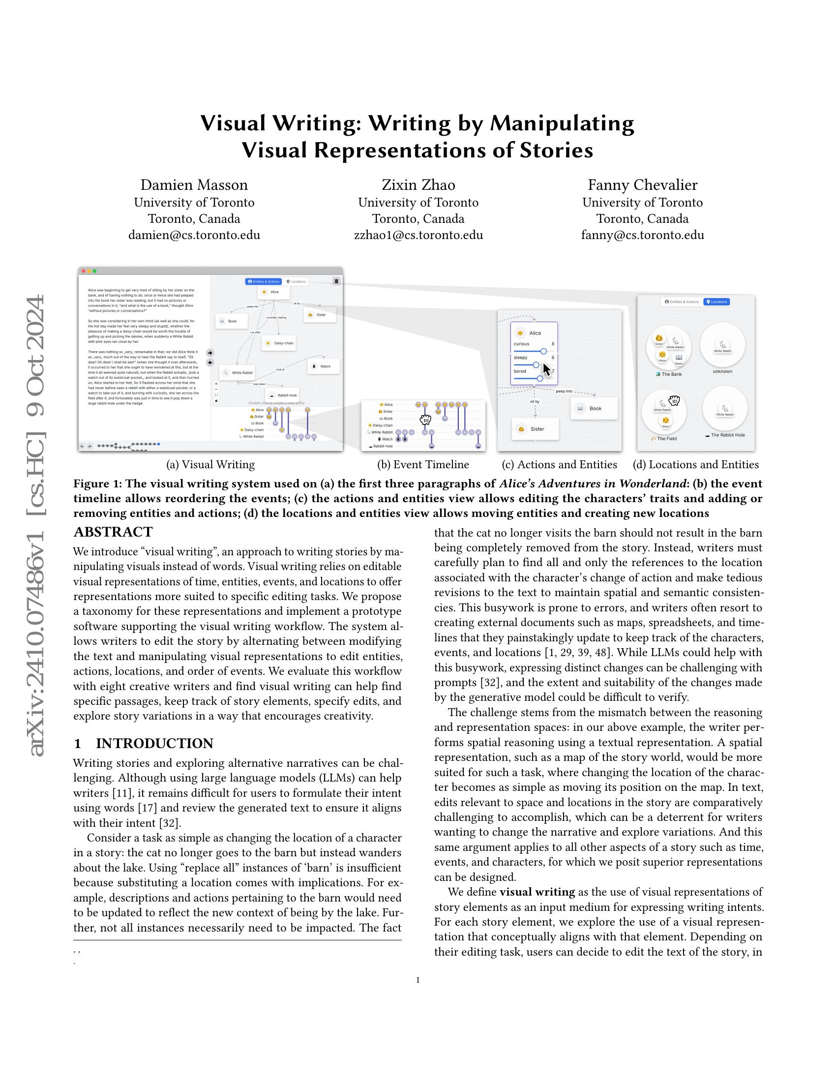 Visual Writing: Writing by Manipulating Visual Representations of ...