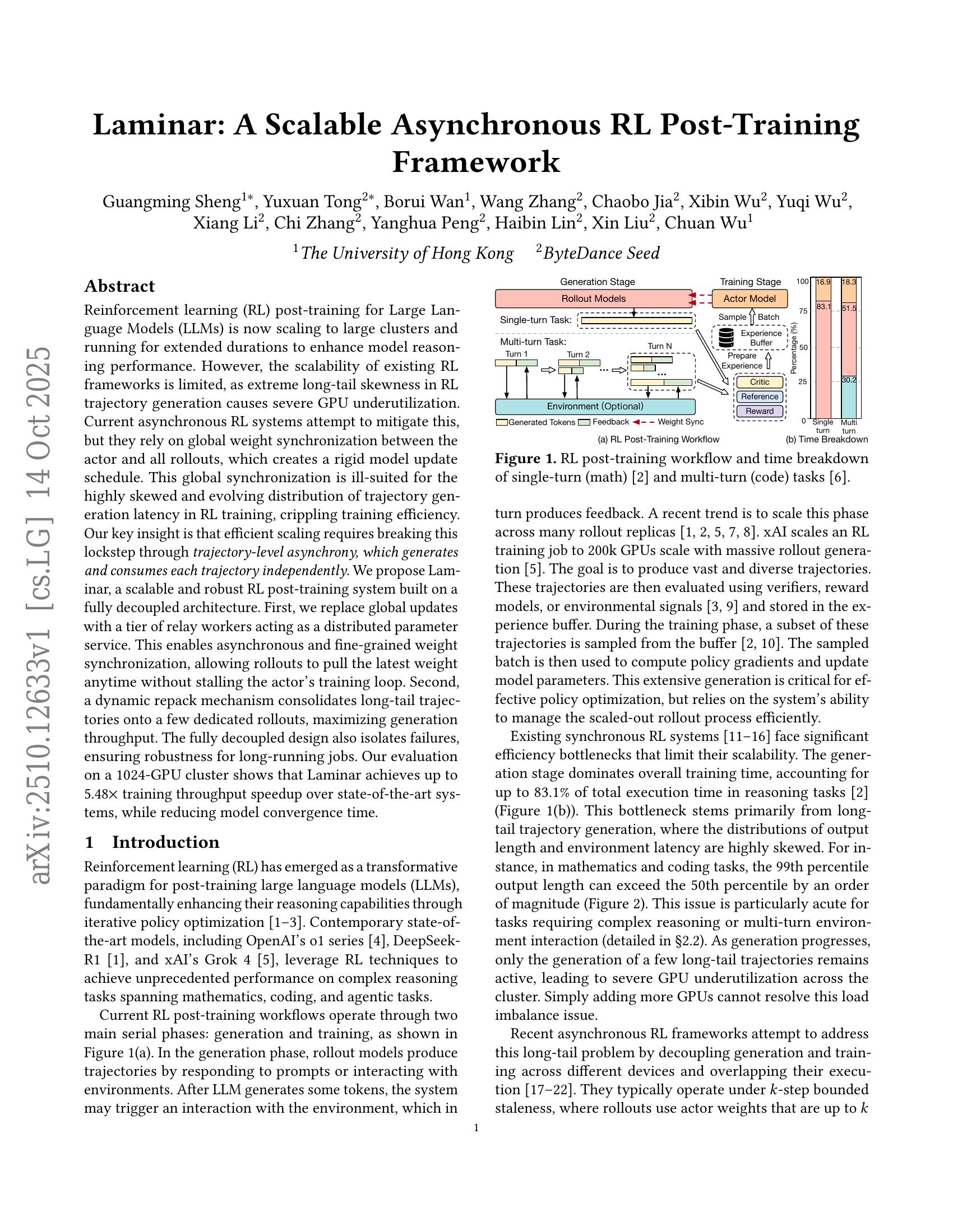 Laminar: A Scalable Asynchronous RL Post-Training Framework - 智源社区论文