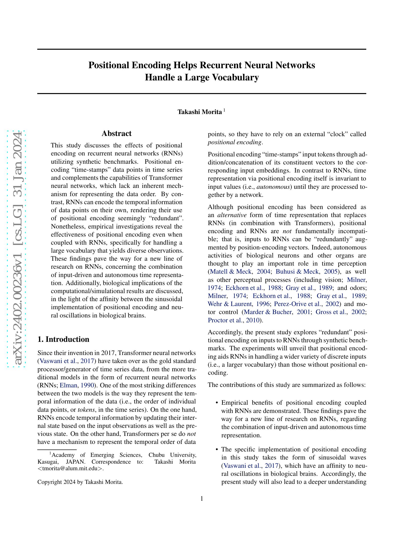 Positional Encoding Helps Recurrent Neural Networks Handle a Large ...