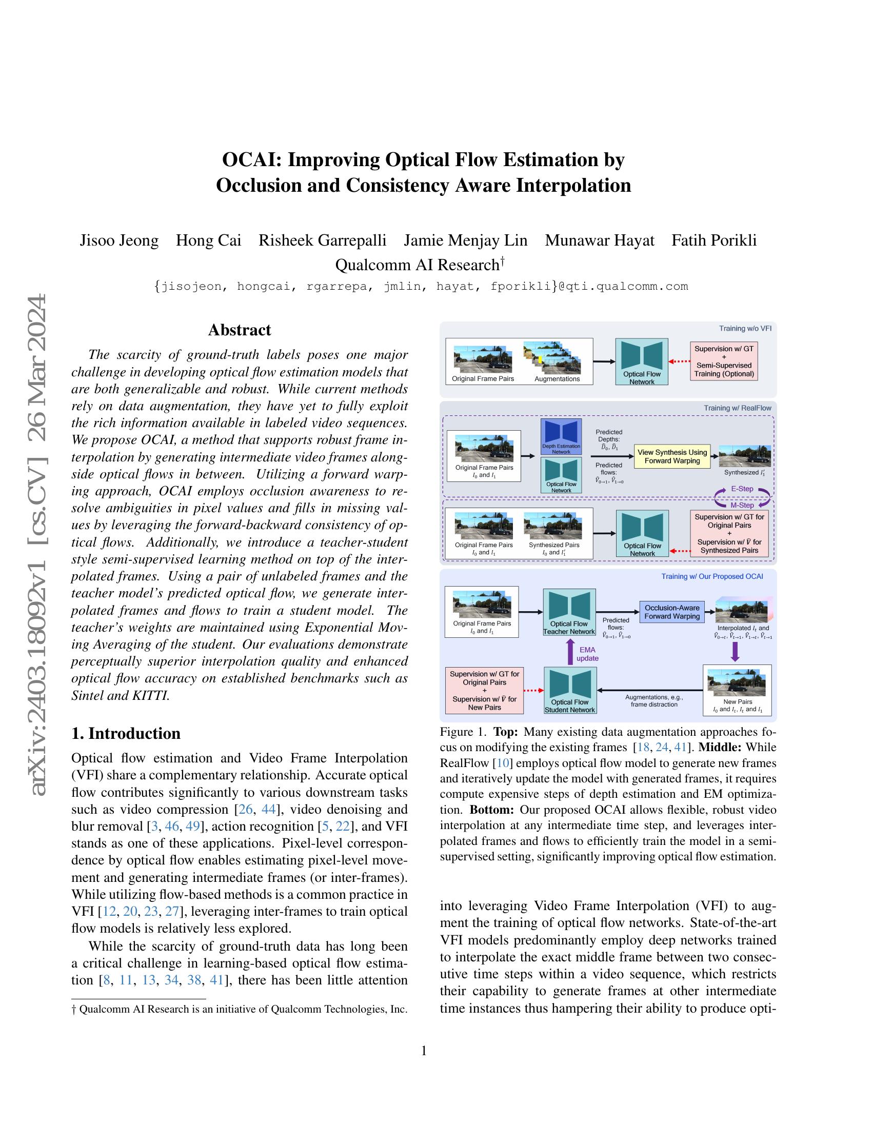 OCAI: Improving Optical Flow Estimation by Occlusion and Consistency ...