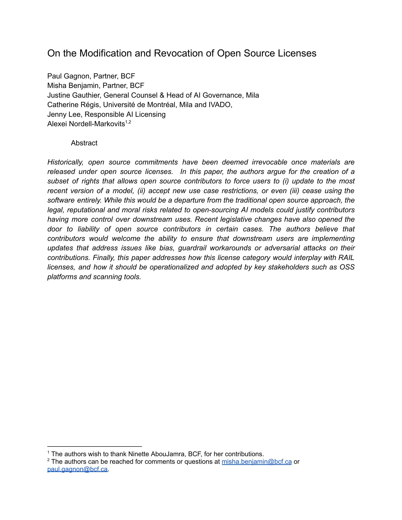 On the modification and revocation of open source licences - 智源社区论文