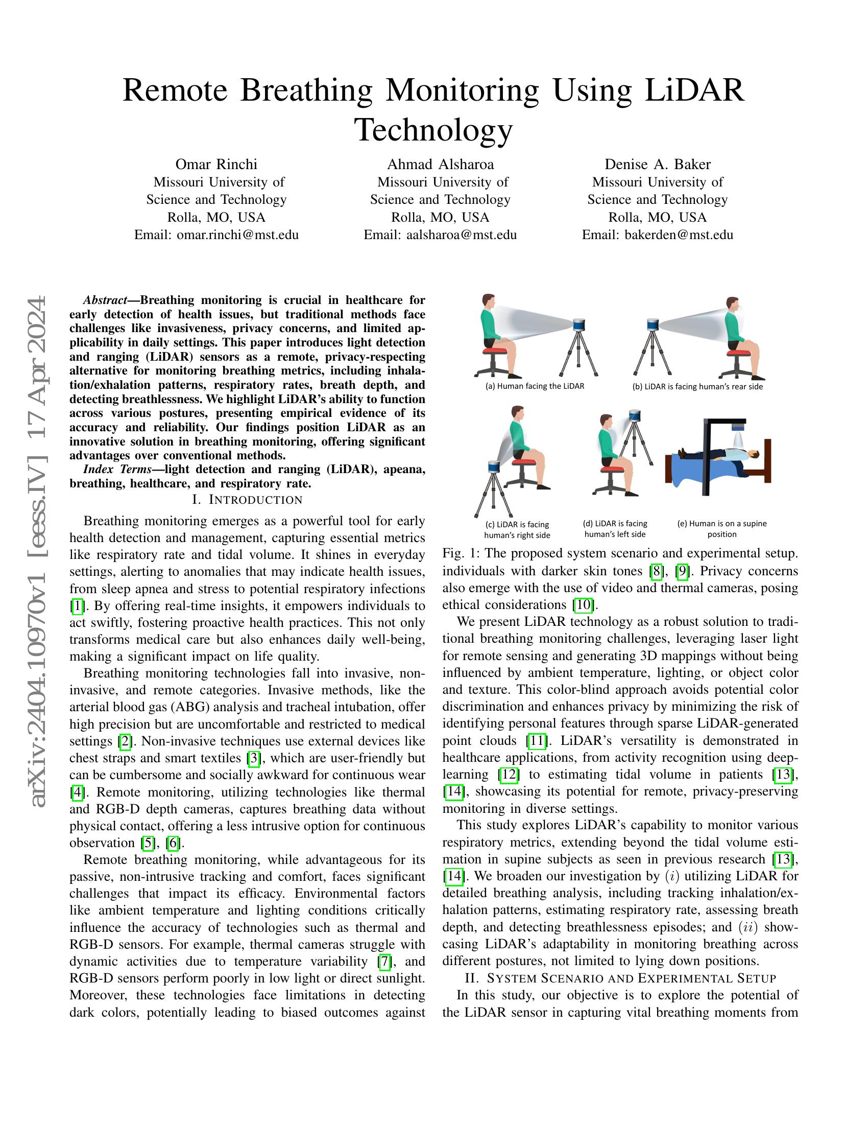 Remote Breathing Monitoring Using LiDAR Technology - 智源社区论文