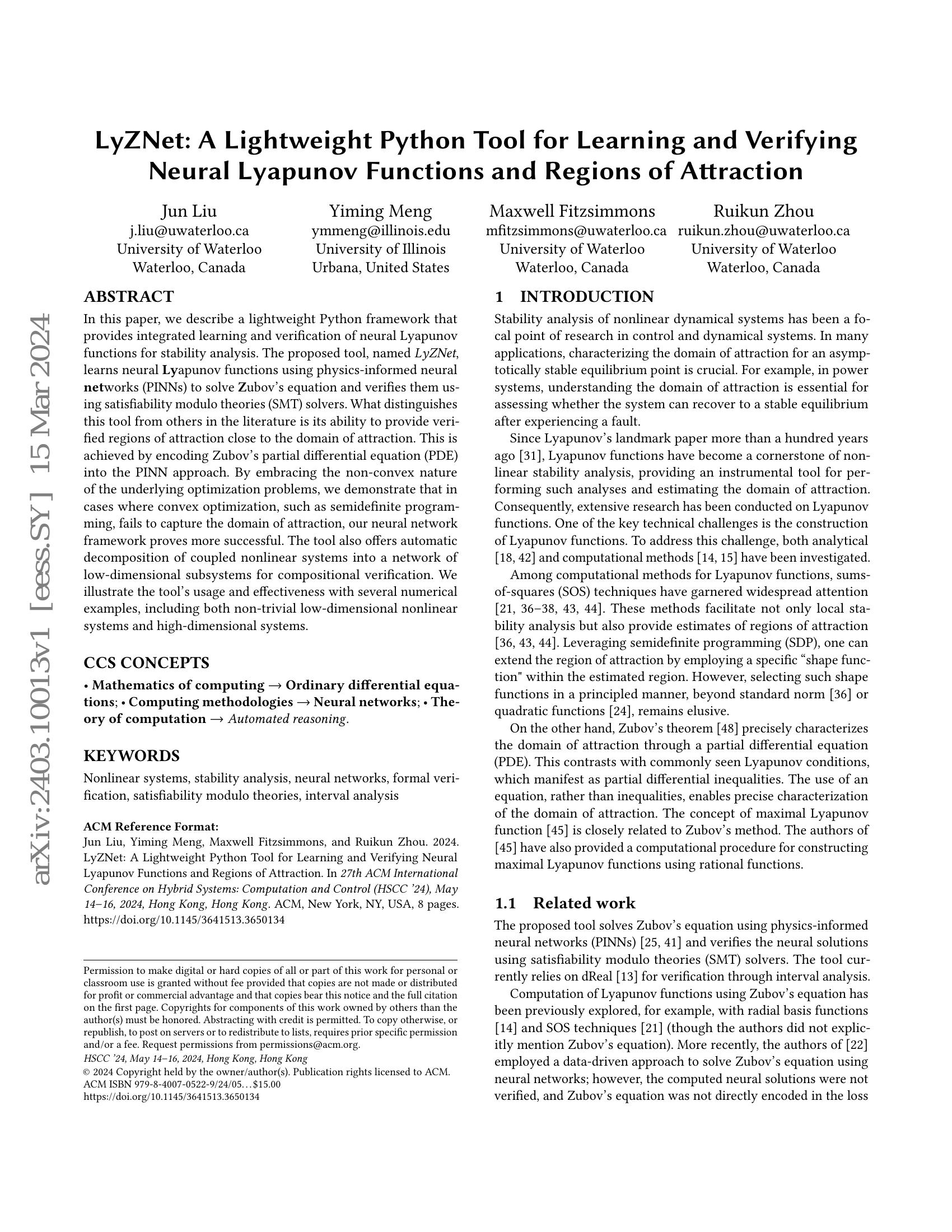 LyZNet: A Lightweight Python Tool for Learning and Verifying Neural ...