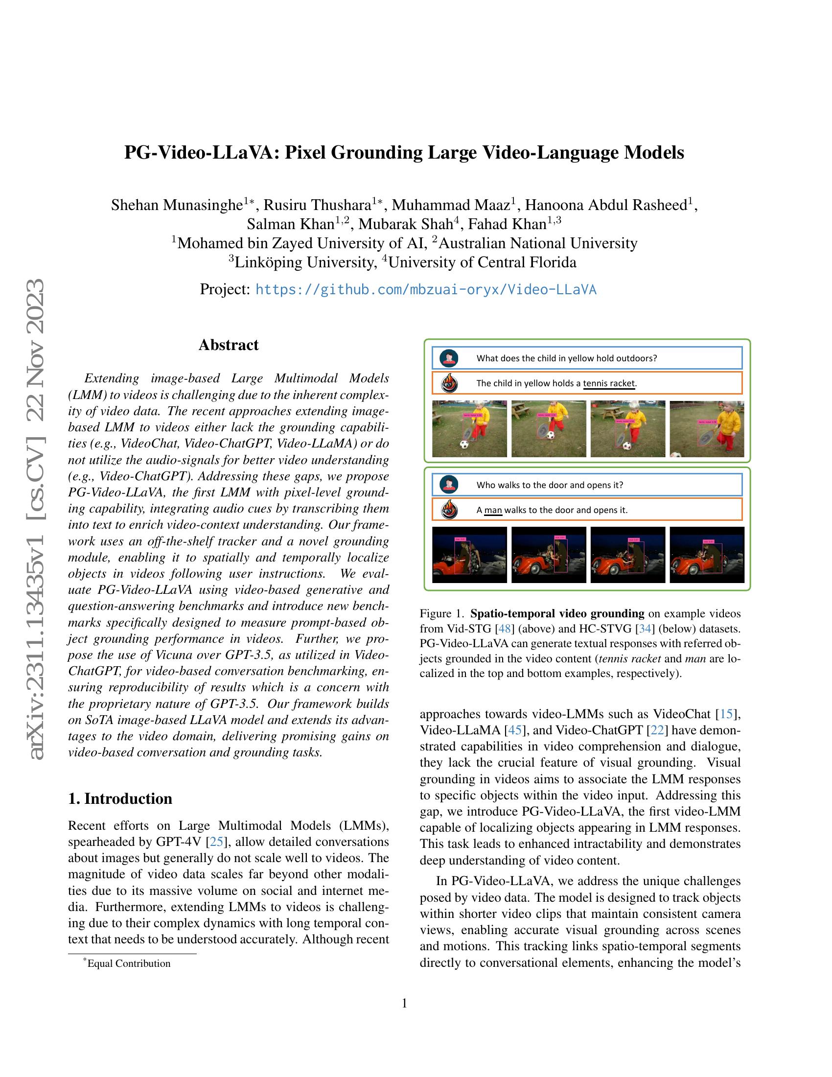 PG-Video-LLaVA: Pixel Grounding Large Video-Language Models - 智源社区论文