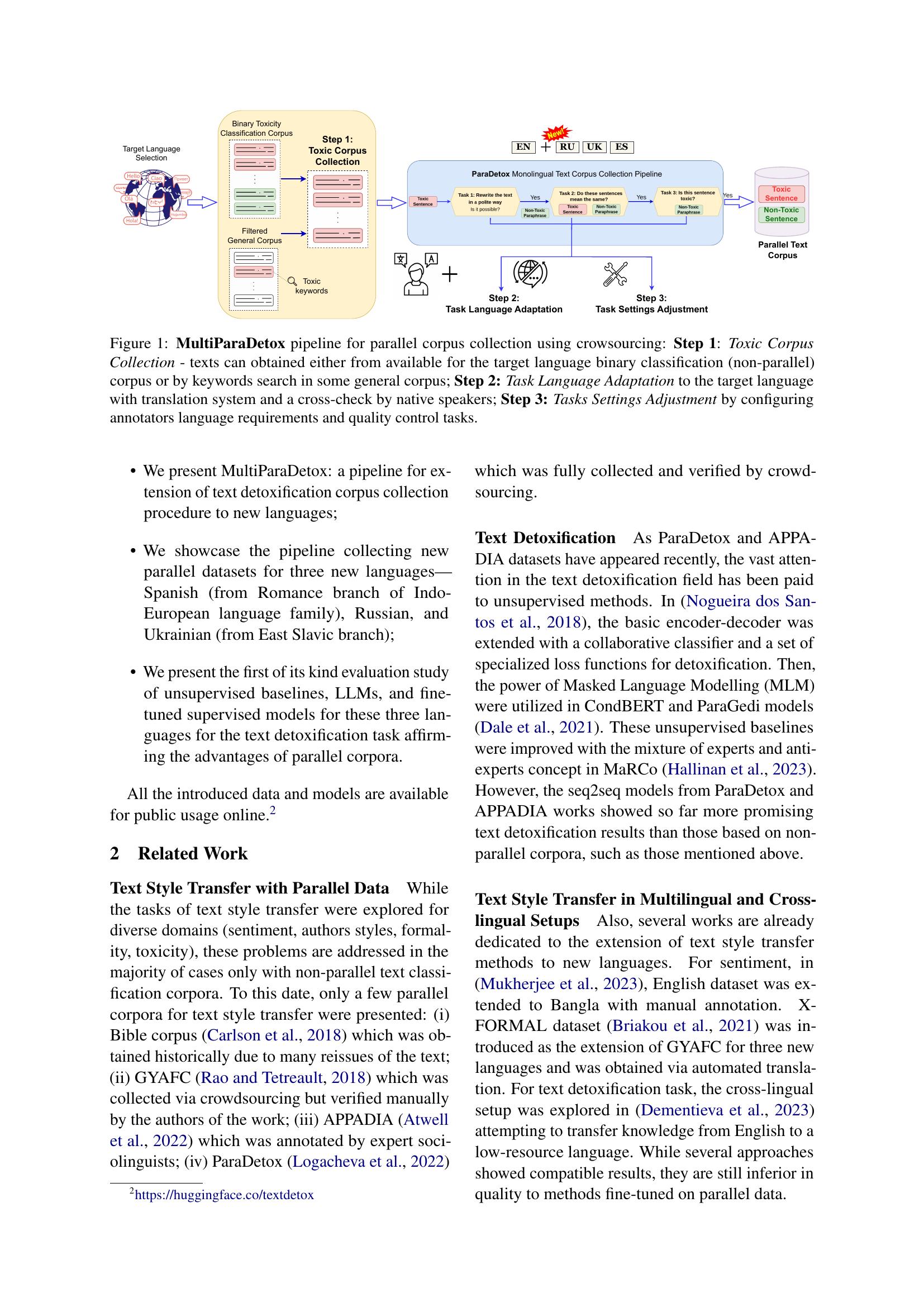 MultiParaDetox: Extending Text Detoxification with Parallel Data to New ...