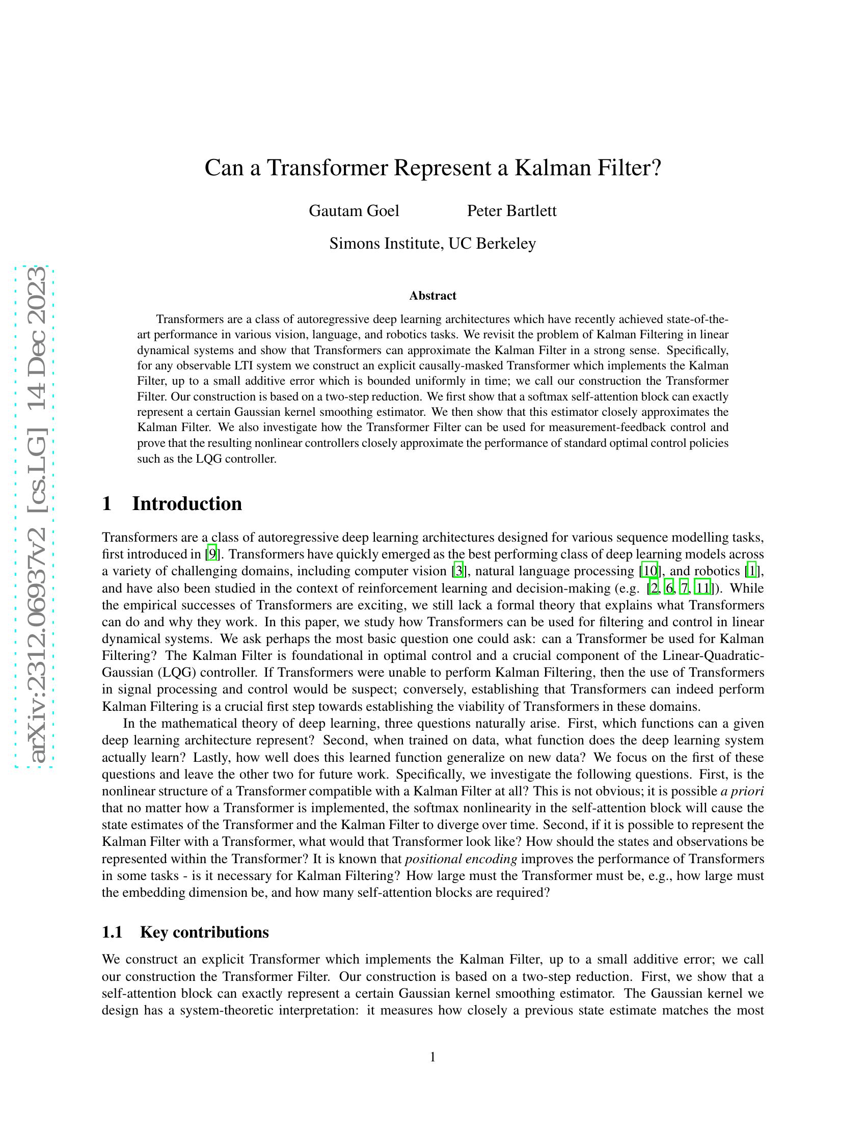Can a Transformer Represent a Kalman Filter? - 智源社区论文
