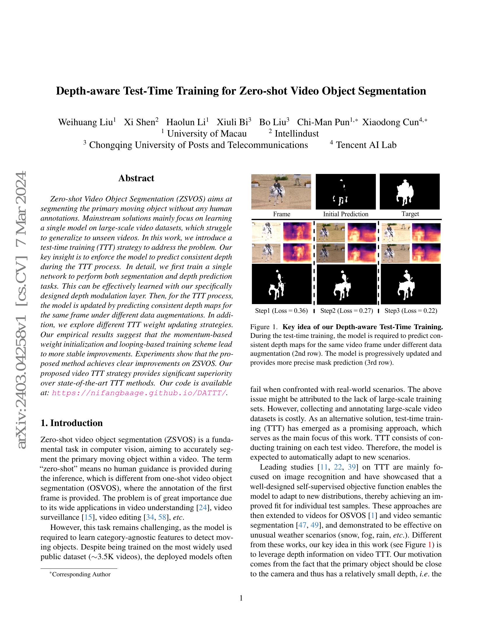 Depth-aware Test-Time Training for Zero-shot Video Object Segmentation ...