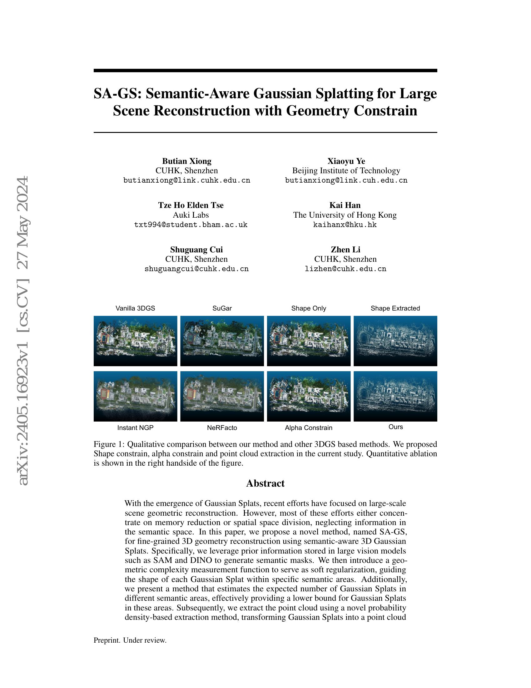 SA-GS: Semantic-Aware Gaussian Splatting for Large Scene Reconstruction ...