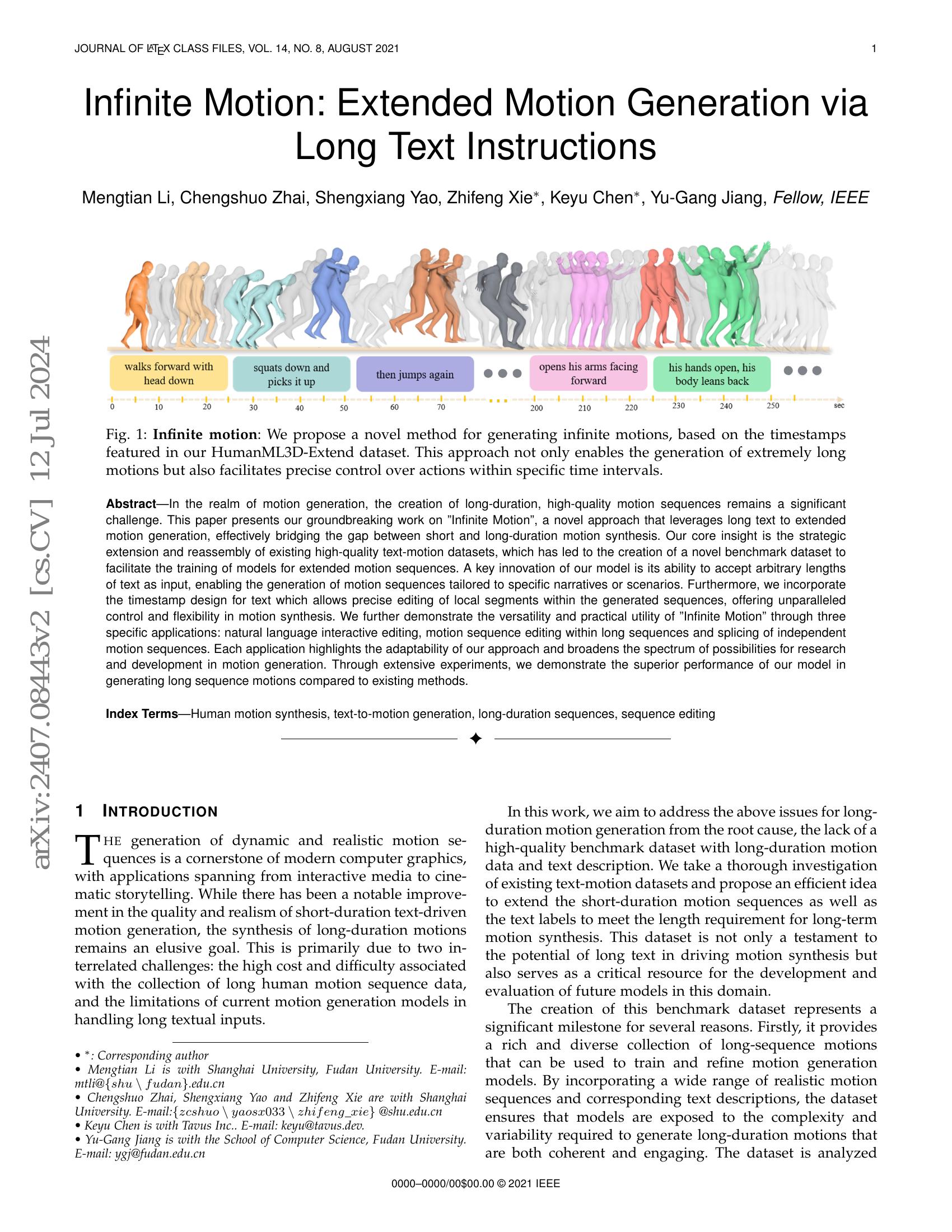 Infinite Motion: Extended Motion Generation via Long Text Instructions ...