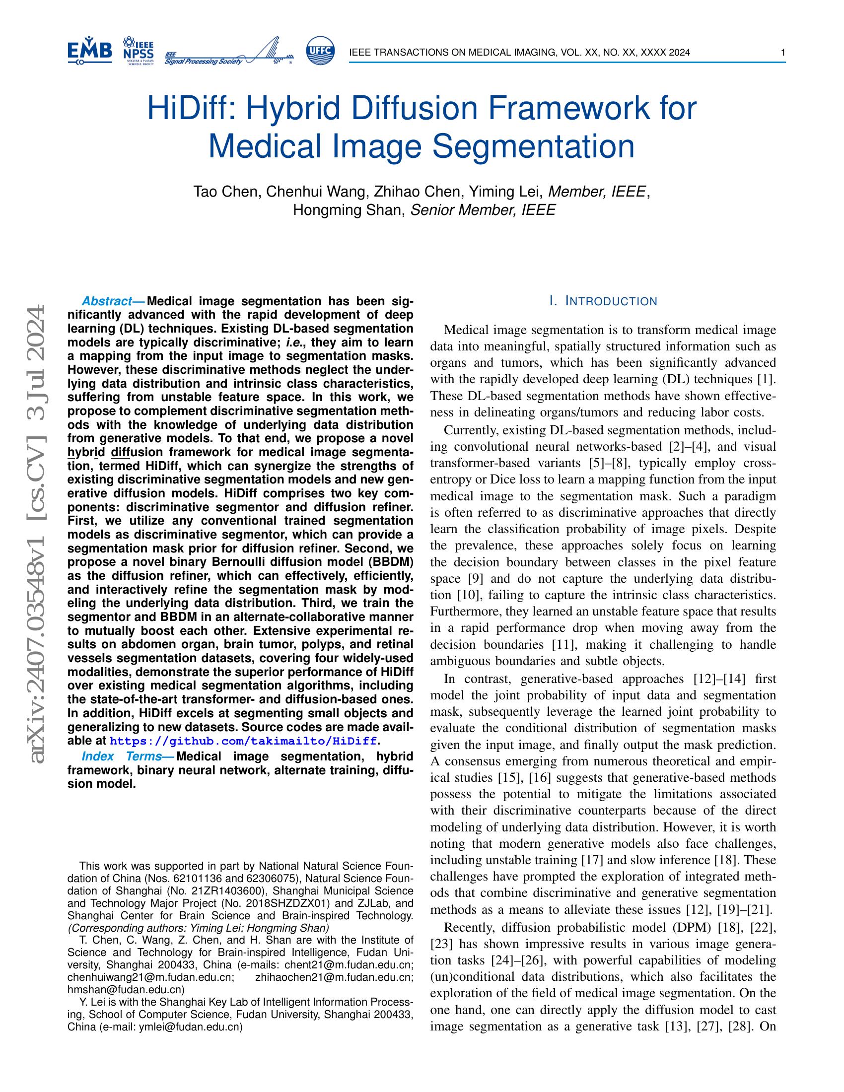 HiDiff: Hybrid Diffusion Framework for Medical Image Segmentation - 智源社区论文