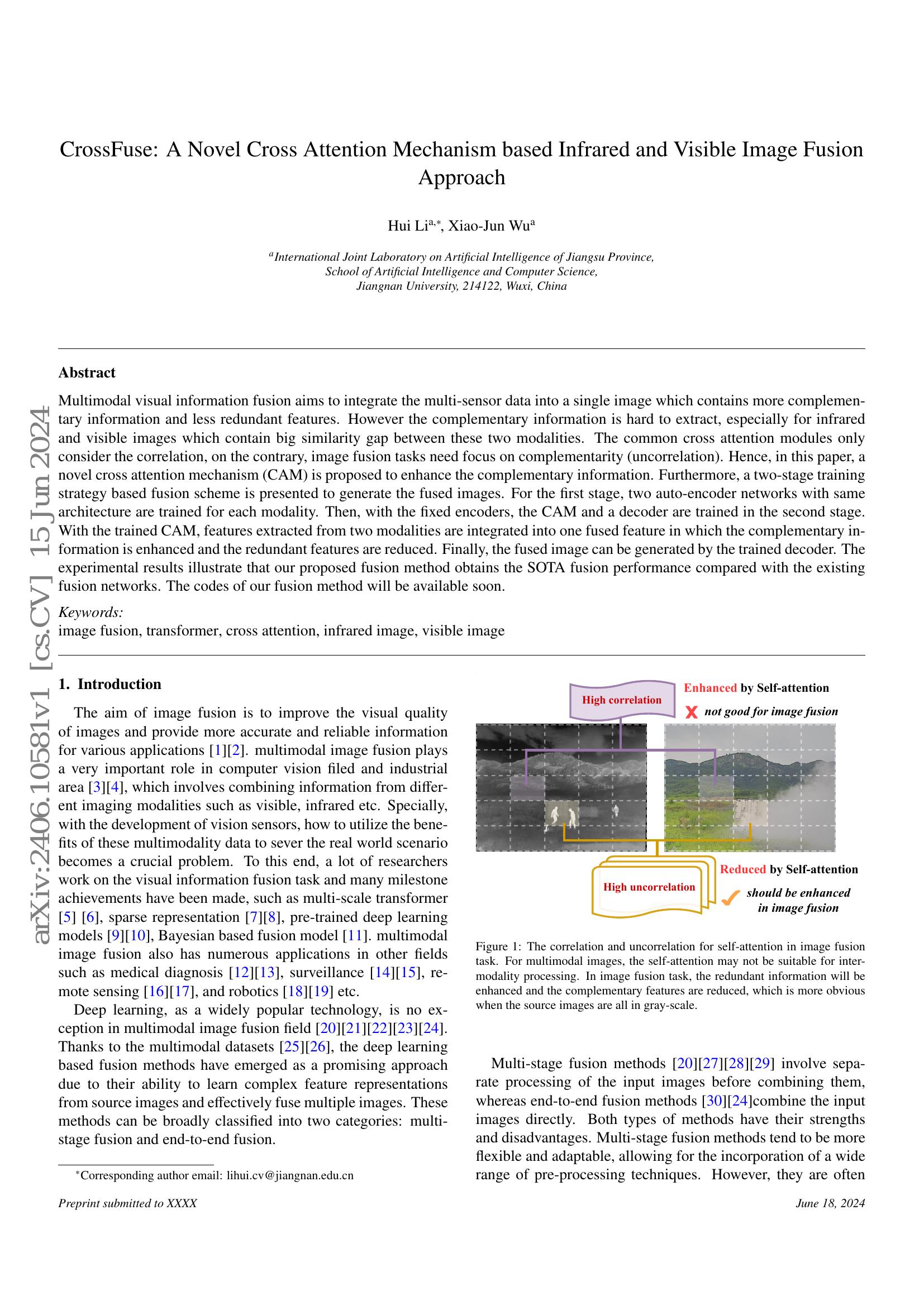 CrossFuse: A Novel Cross Attention Mechanism based Infrared and Visible ...