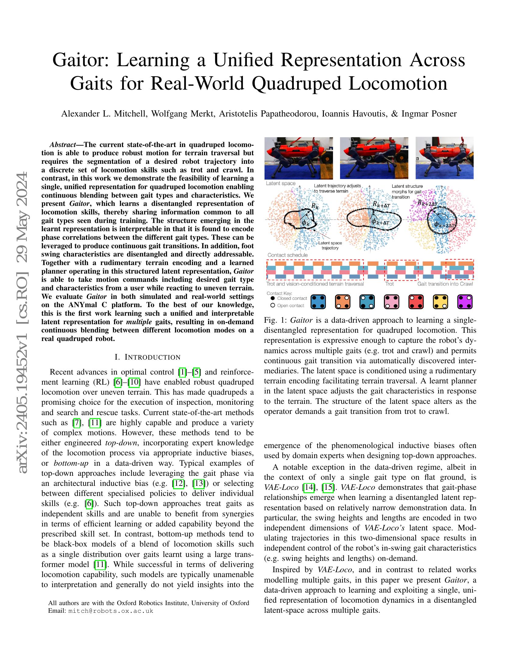 Gaitor: Learning a Unified Representation Across Gaits for Real-World ...