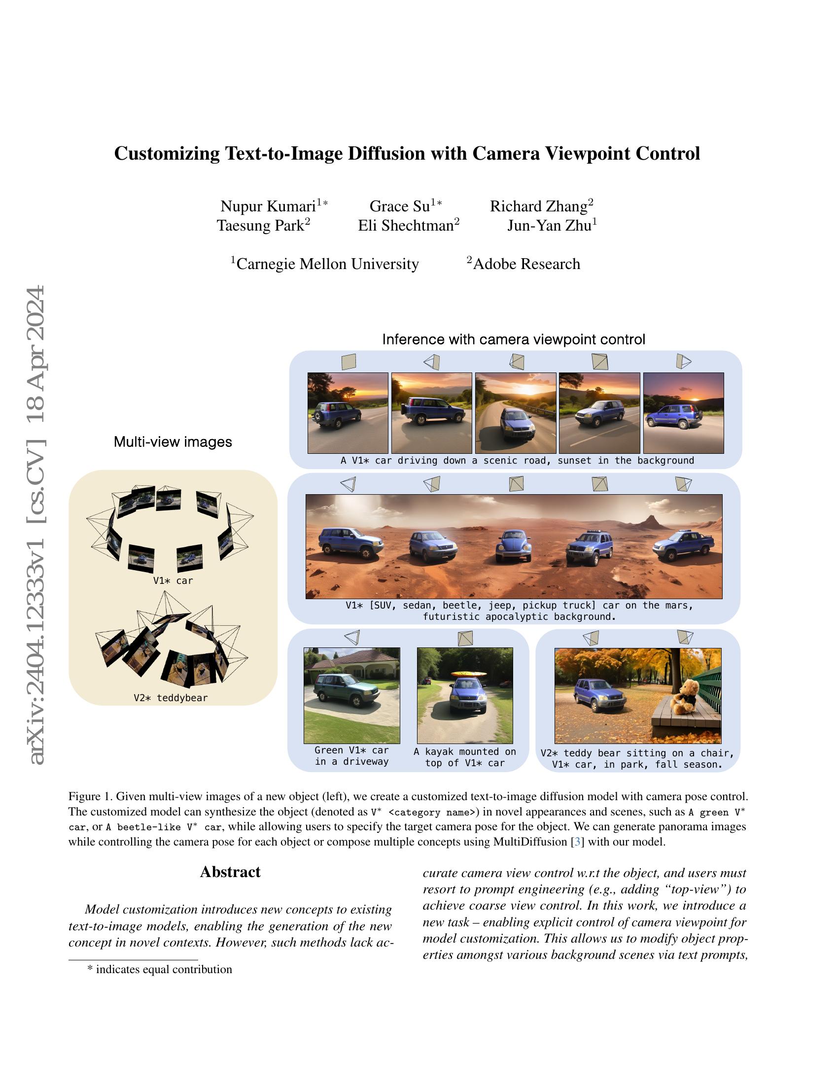 Viewpoint Text Customizing Text-to-Image Diffusion with Camera Viewpoint Control - 智源社区论文
