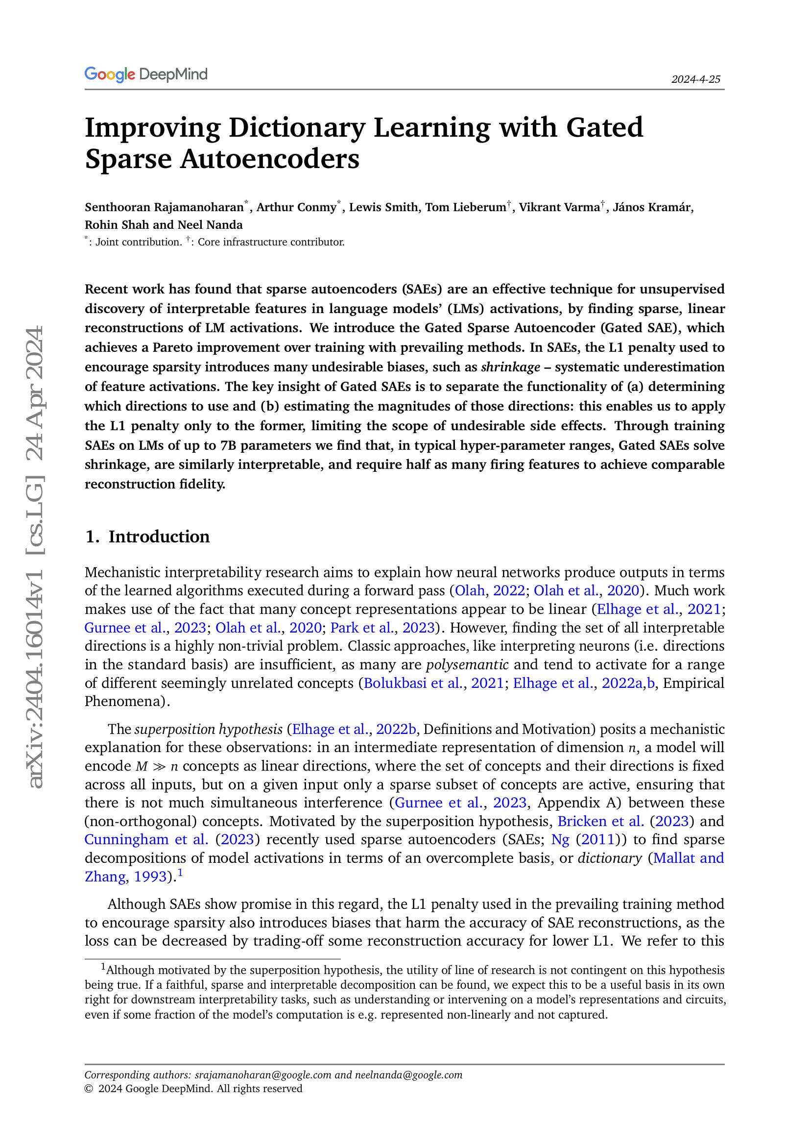 Improving Dictionary Learning with Gated Sparse Autoencoders - 智源社区论文