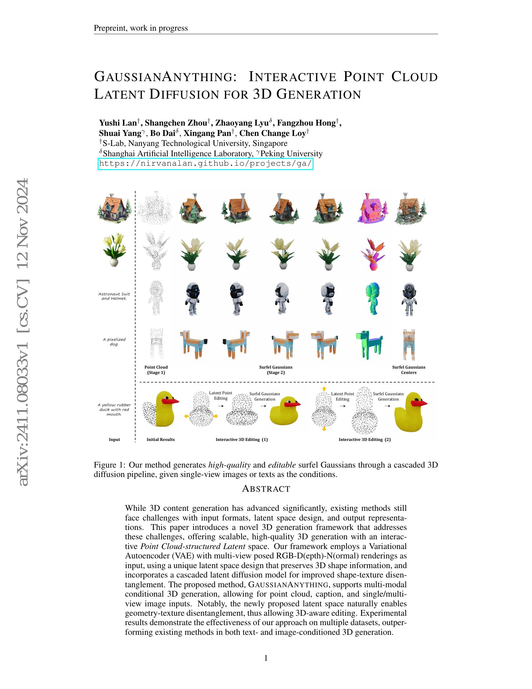 GaussianAnything: Interactive Point Cloud Latent Diffusion for 3D ...