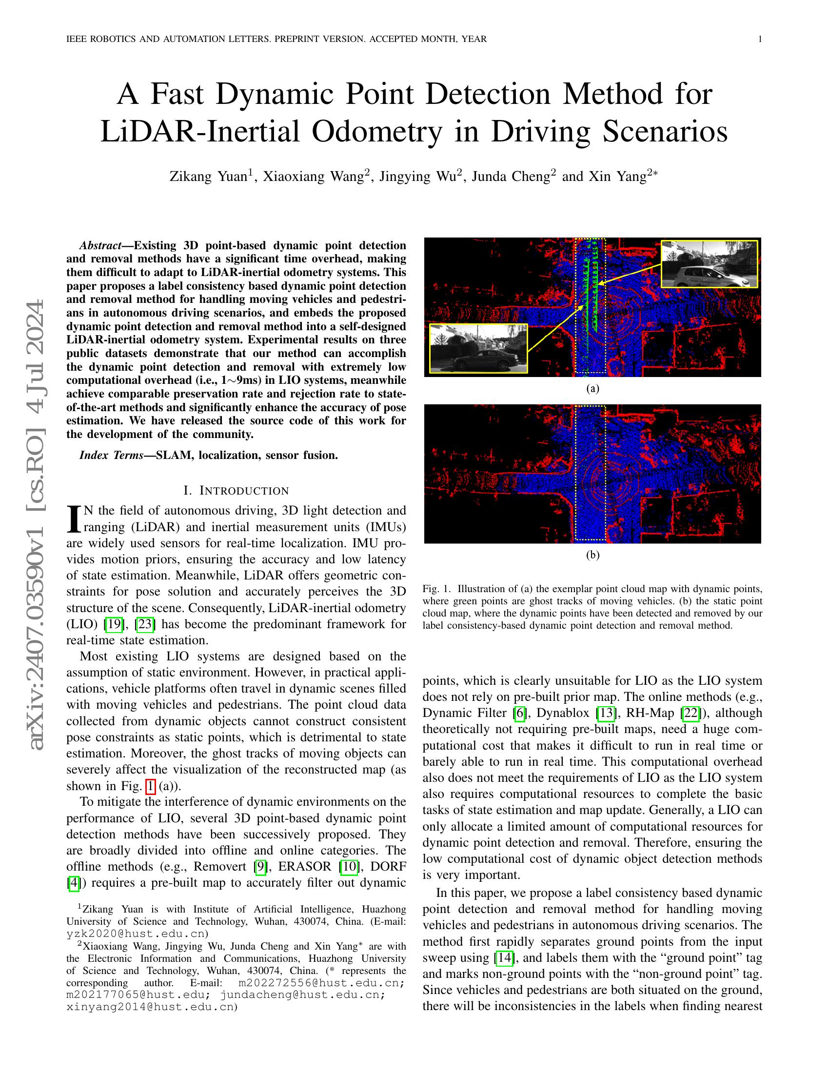 A Fast Dynamic Point Detection Method for LiDAR-Inertial Odometry in ...