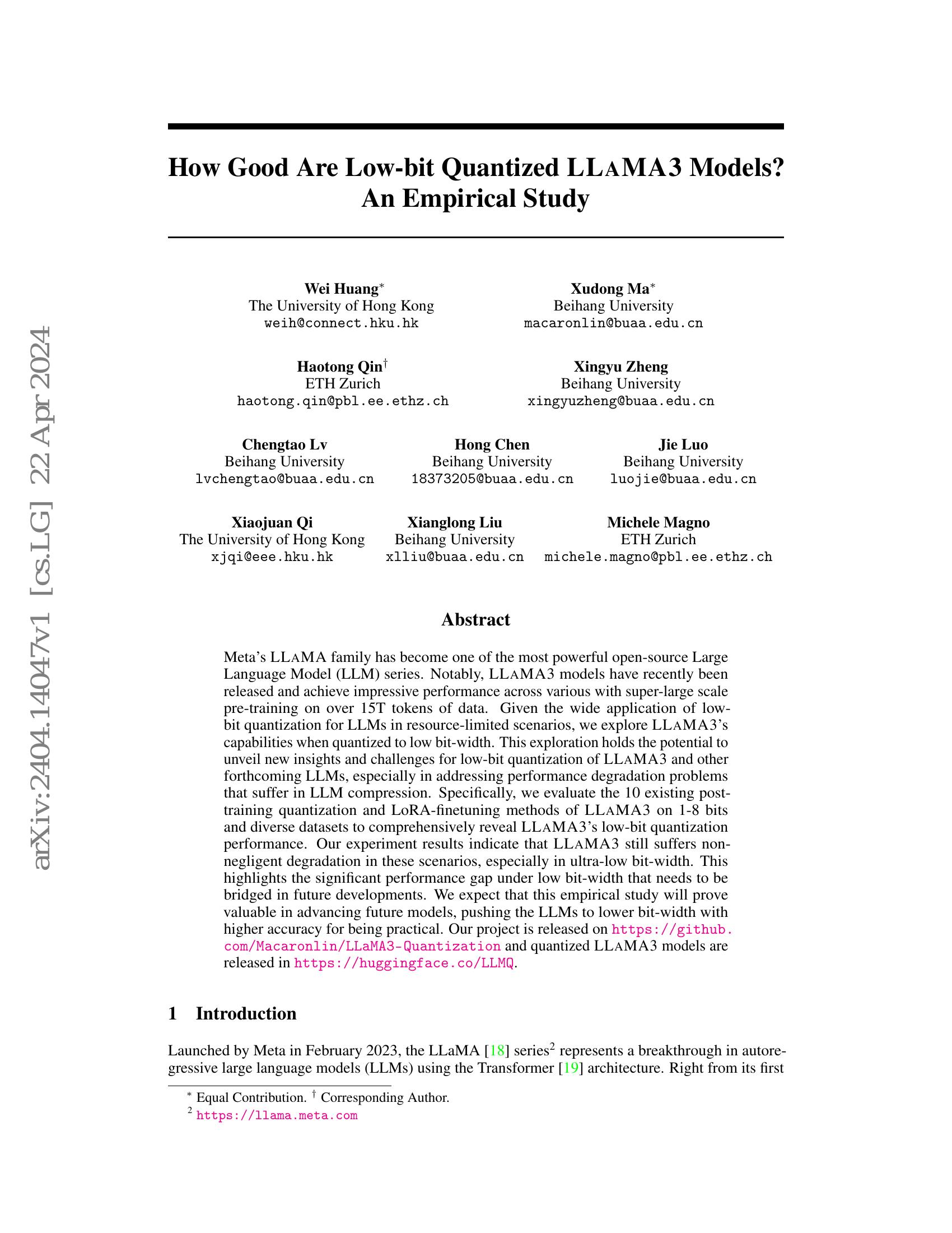 How Good Are Low-bit Quantized LLaMA3 Models? An Empirical Study - 智源社区论文