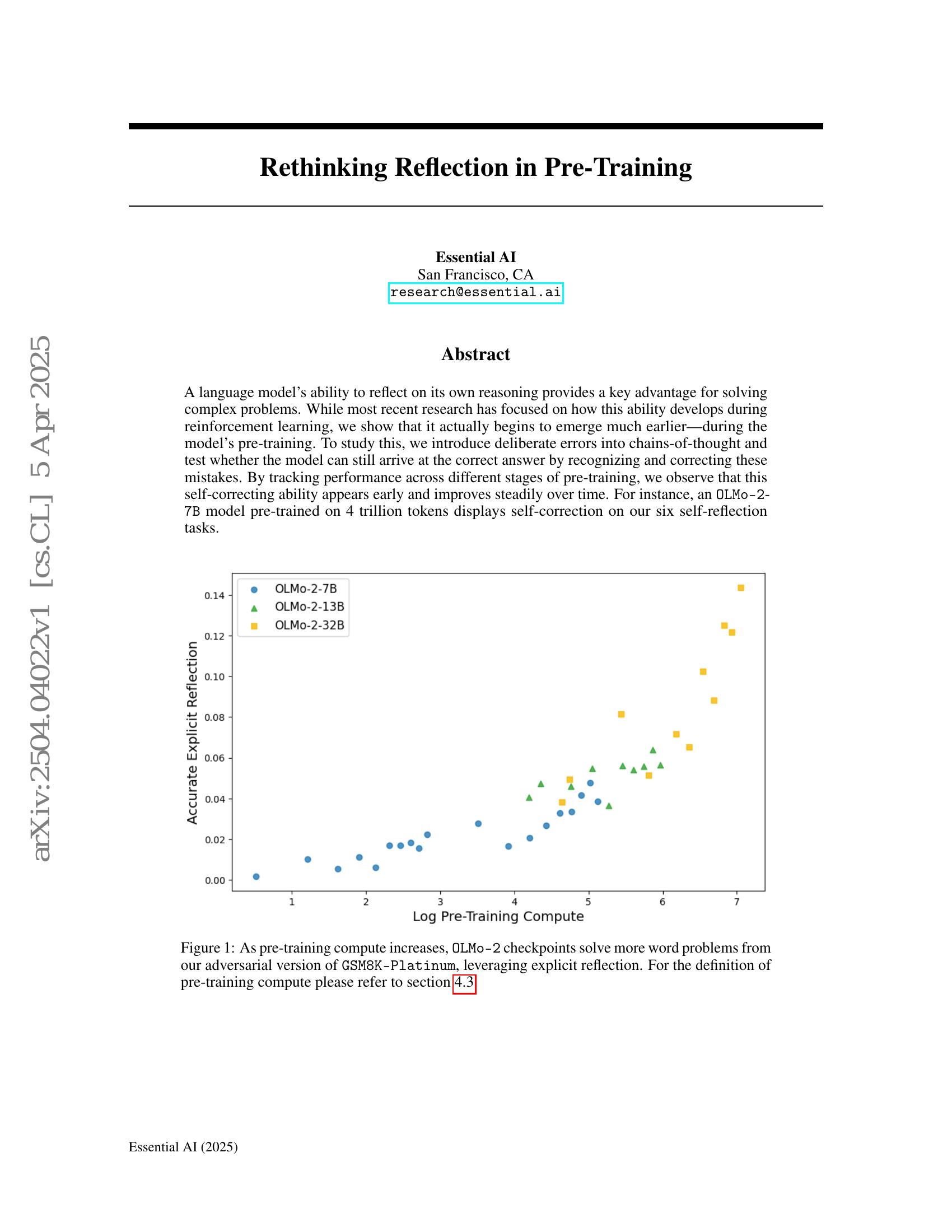 Reflection Rethinking Rethinking Reflection in Pre-Training - 智源社区论文