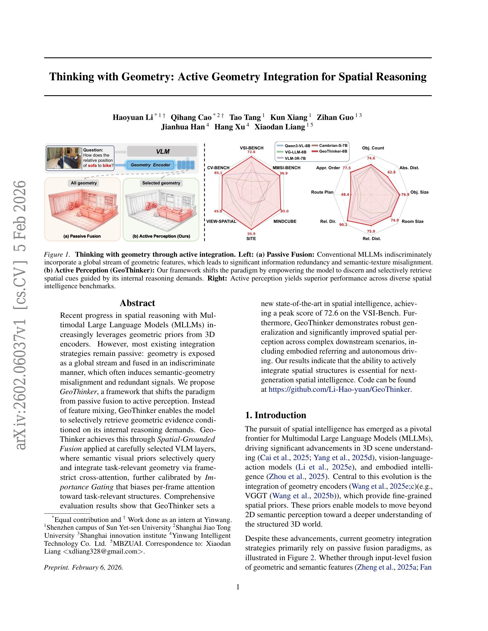 Thinking with Geometry: Active Geometry Integration for Spatial ...