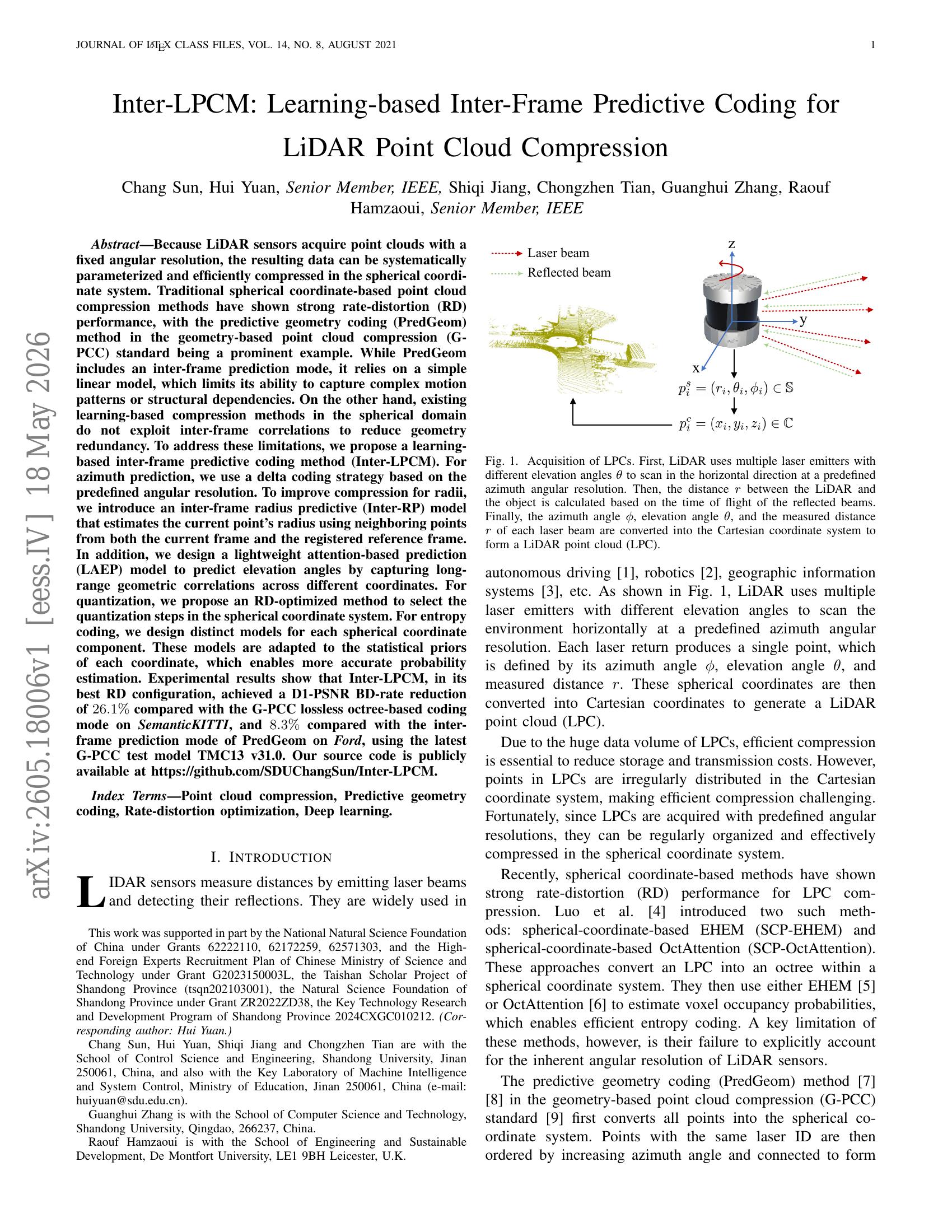 Inter-LPCM: Learning-based Inter-Frame Predictive Coding for LiDAR ...