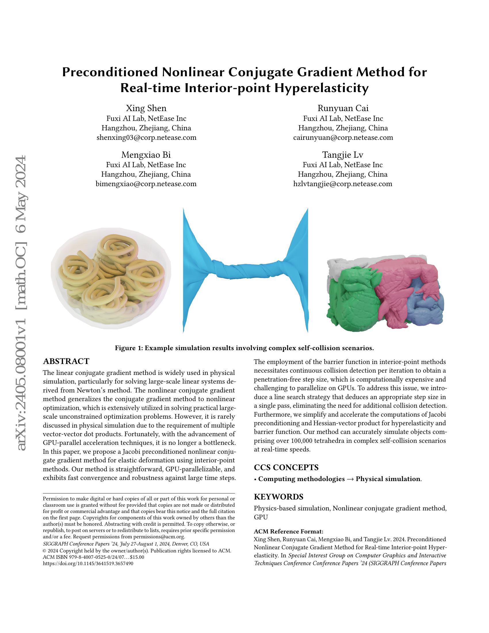 Preconditioned Nonlinear Conjugate Gradient Method for Real-time ...