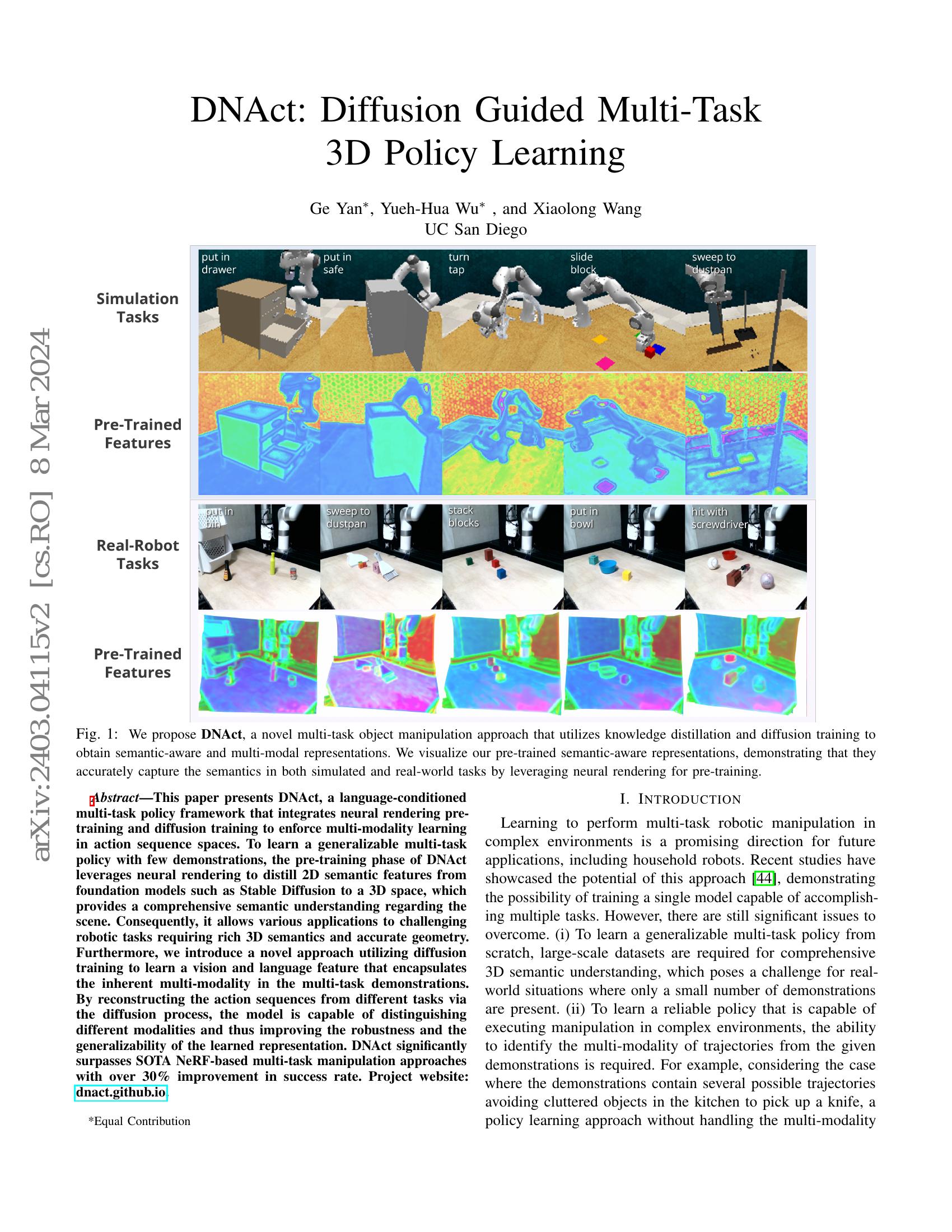 DNAct: Diffusion Guided Multi-Task 3D Policy Learning - 智源社区论文