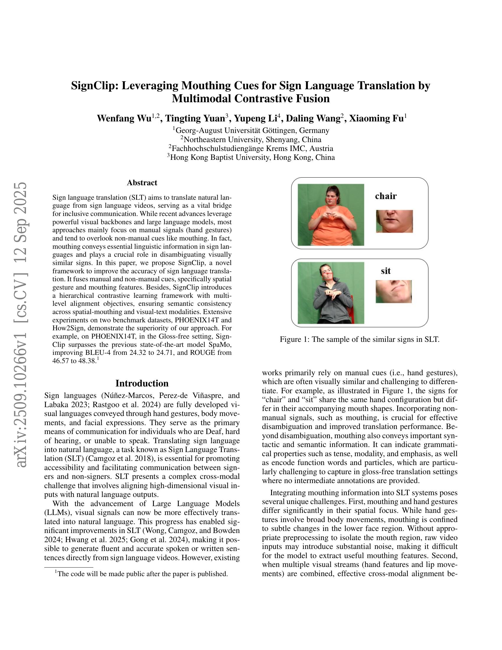 SignClip: Leveraging Mouthing Cues for Sign Language Translation by ...