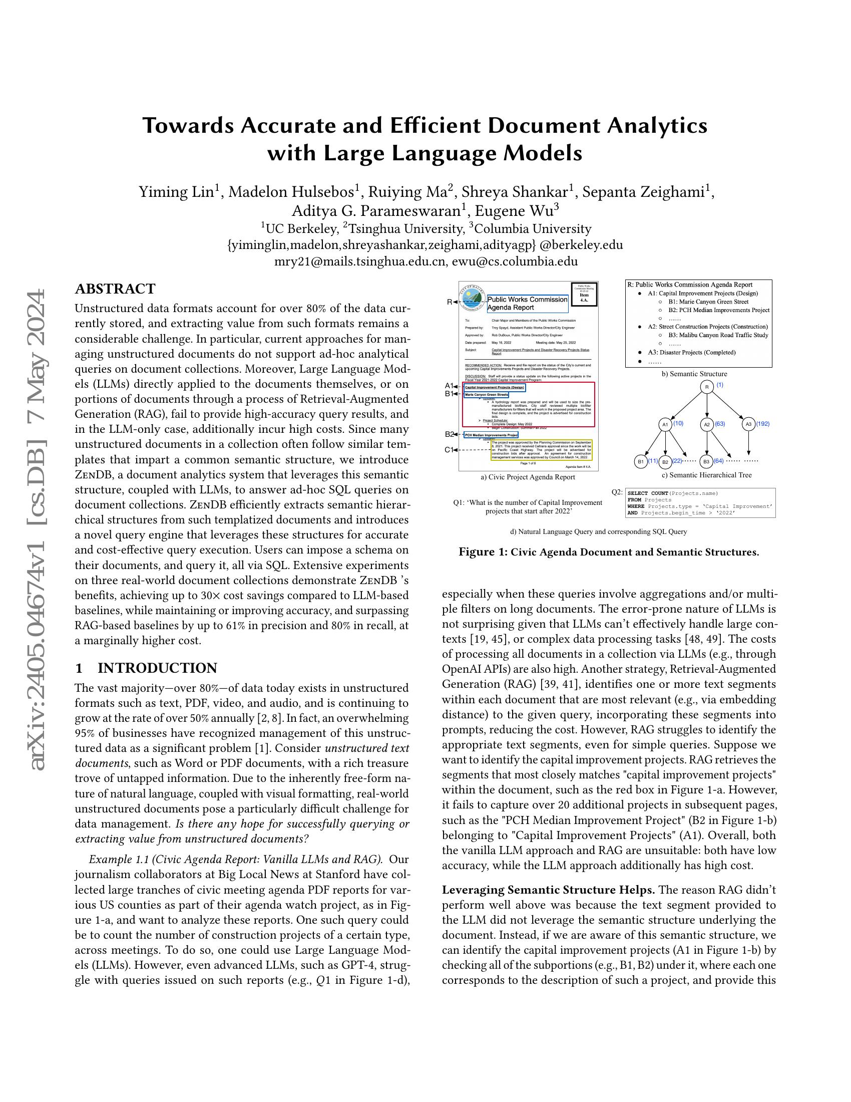 Towards Accurate and Efficient Document Analytics with Large Language ...