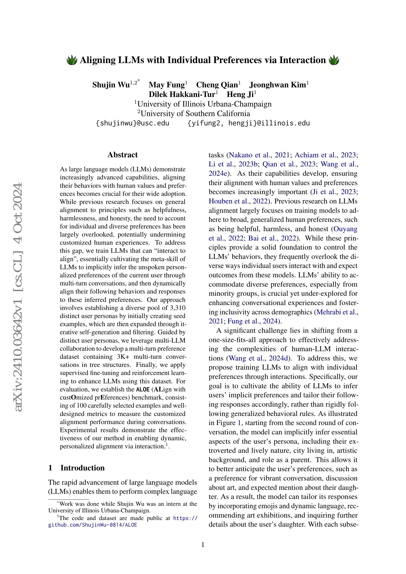 Aligning LLMs with Individual Preferences via Interaction - 智源社区论文