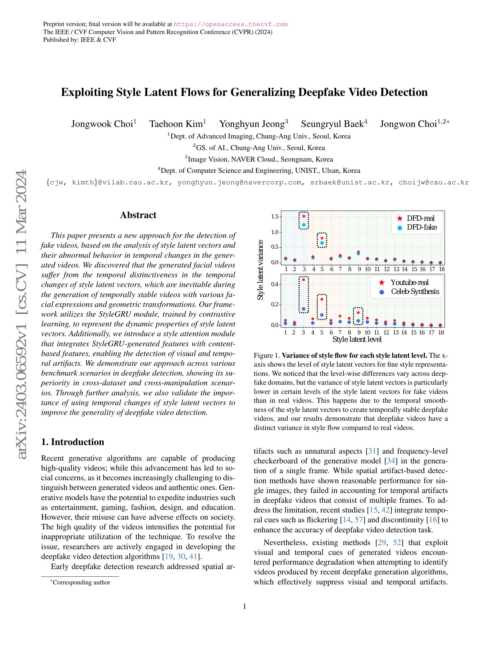 Exploiting Style Latent Flows for Generalizing Deepfake Detection Video ...