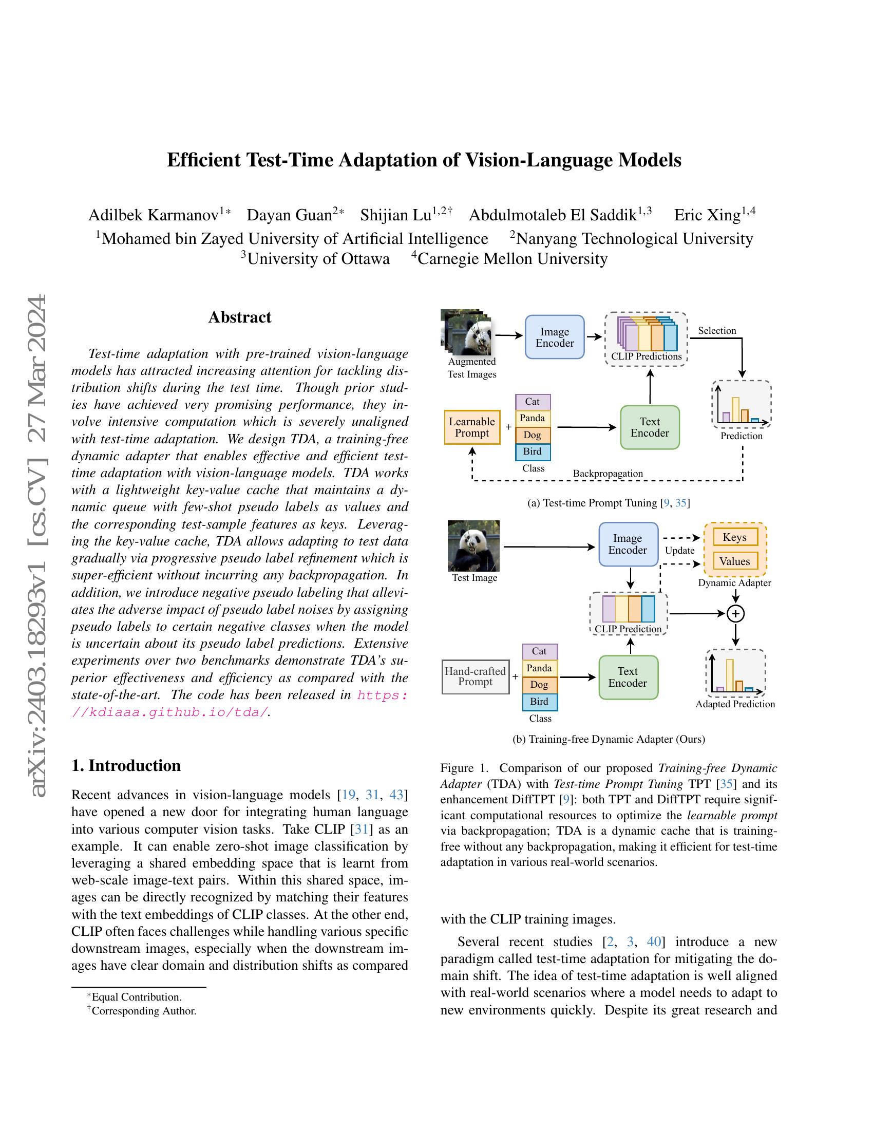 Efficient Test-Time Adaptation of Vision-Language Models - 智源社区论文