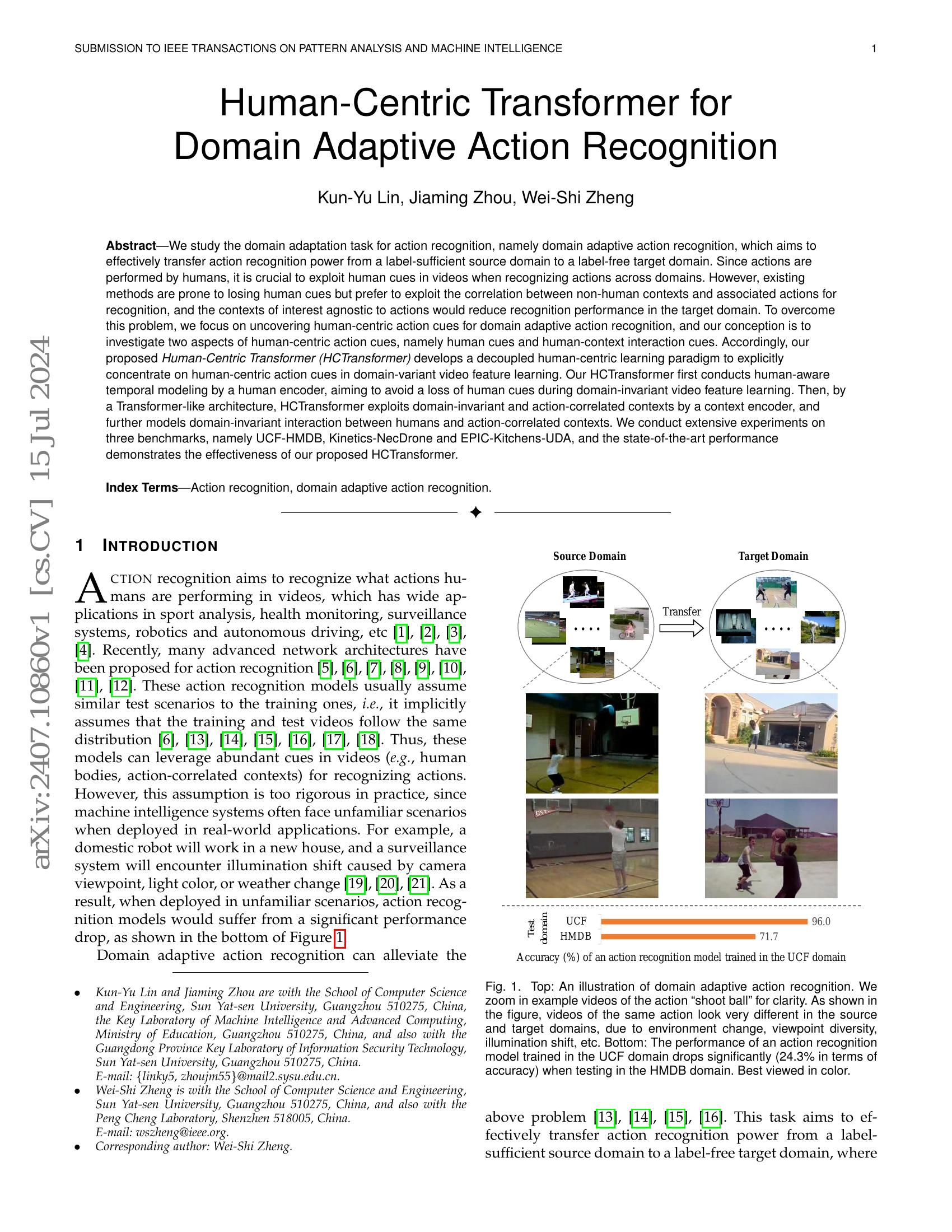 Human-Centric Transformer for Domain Adaptive Action Recognition - 智源社区论文