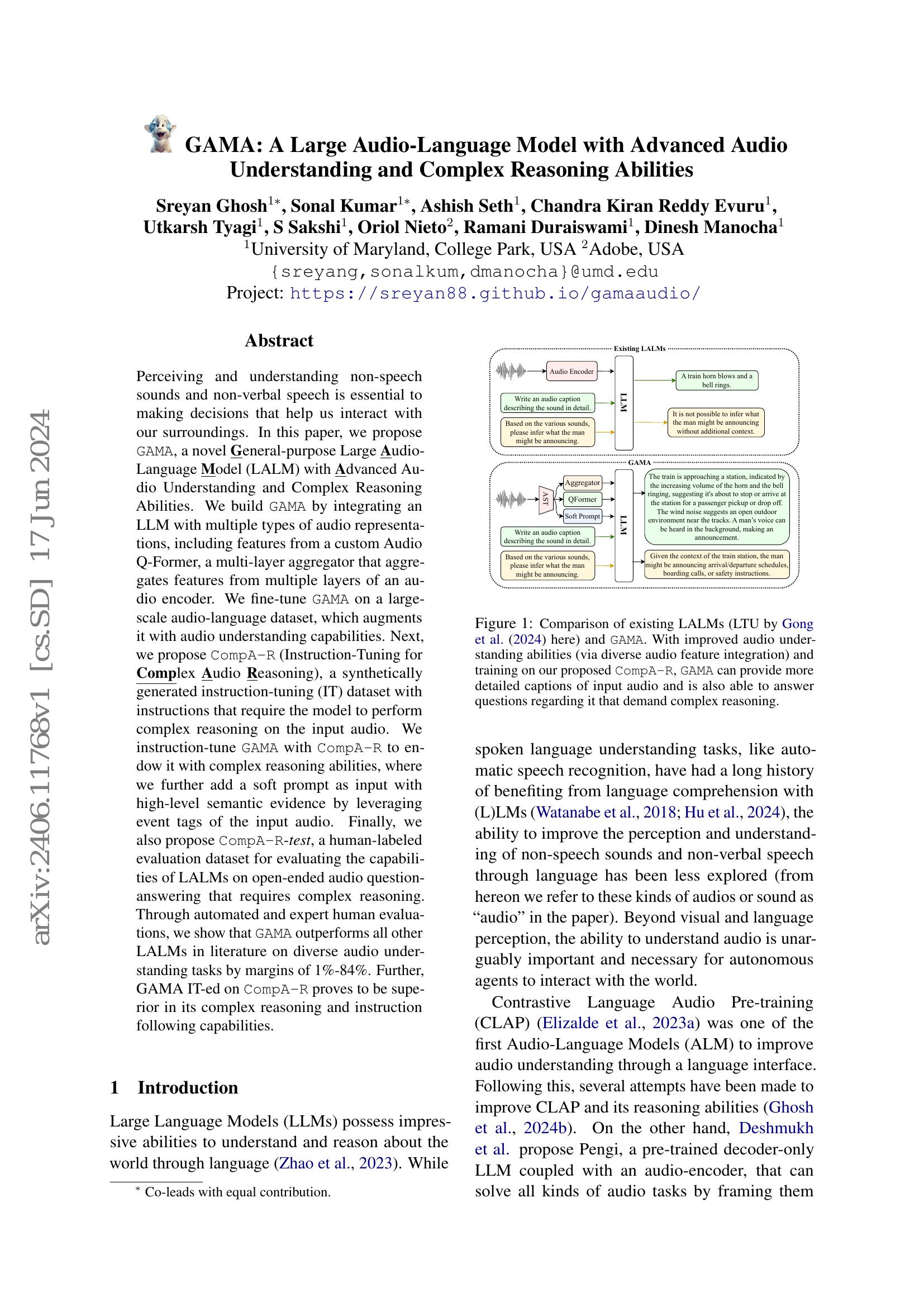 GAMA: A Large Audio-Language Model with Advanced Audio Understanding ...