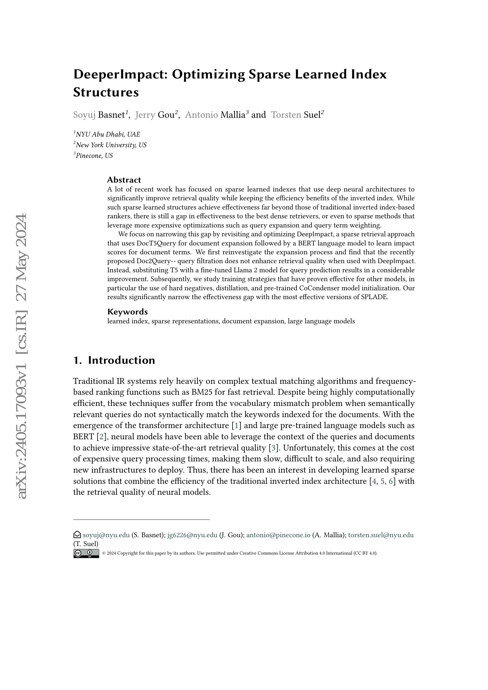 DeeperImpact: Optimizing Sparse Learned Index Structures - 智源社区论文