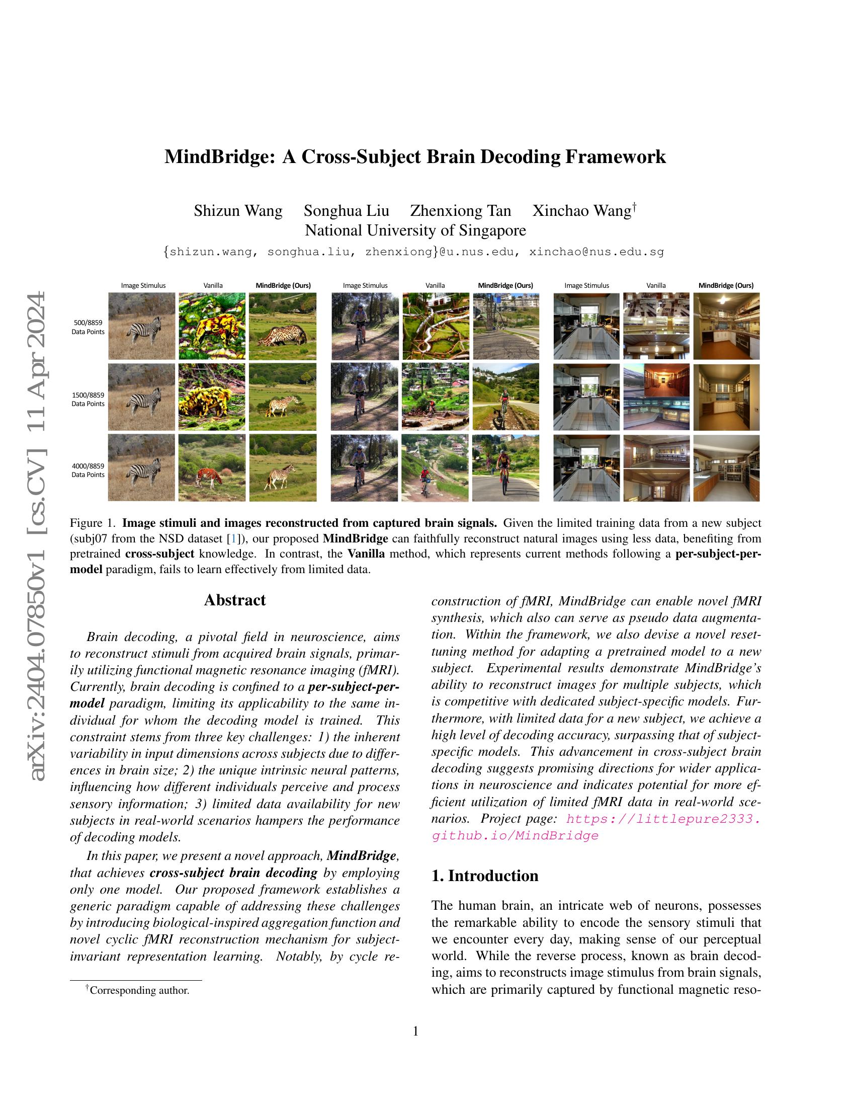 MindBridge: A Cross-Subject Brain Decoding Framework - 智源社区论文