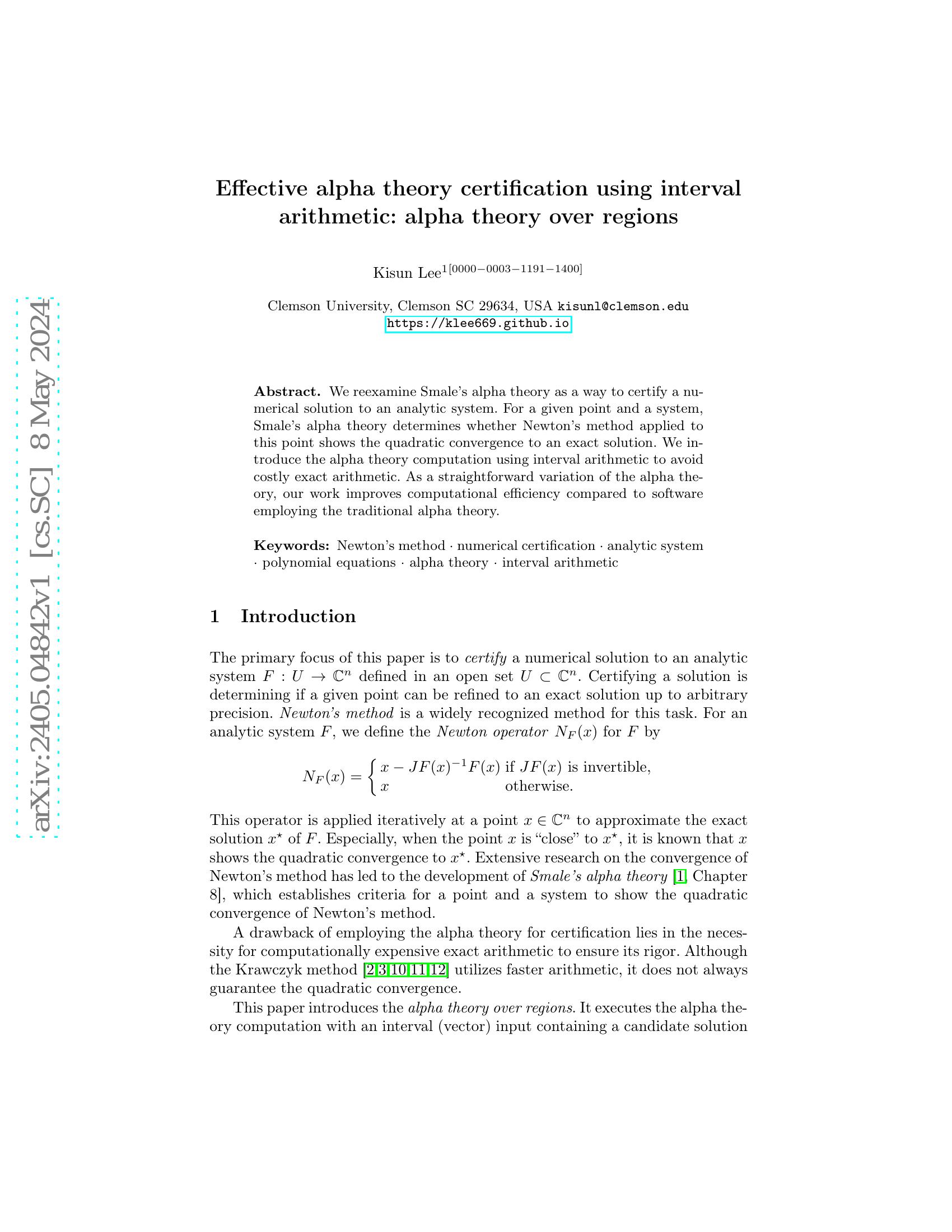 Effective alpha theory certification using interval arithmetic: alpha ...